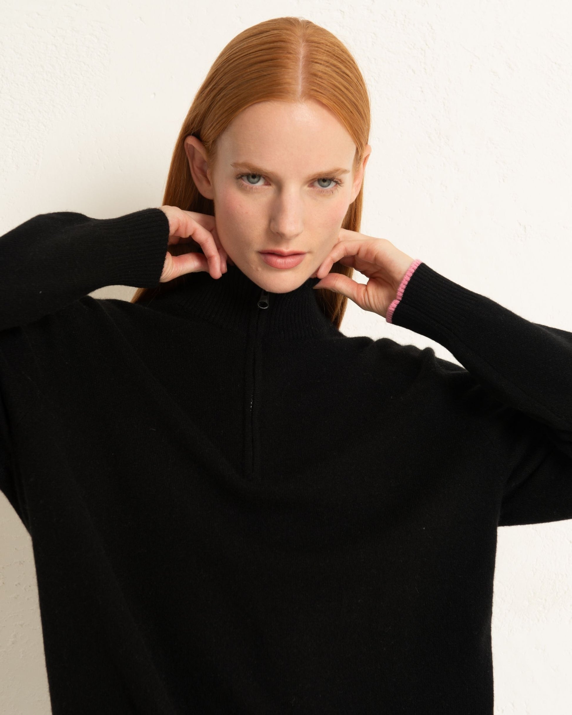 Cashmere 1/4 Zip Jumper Jet Black