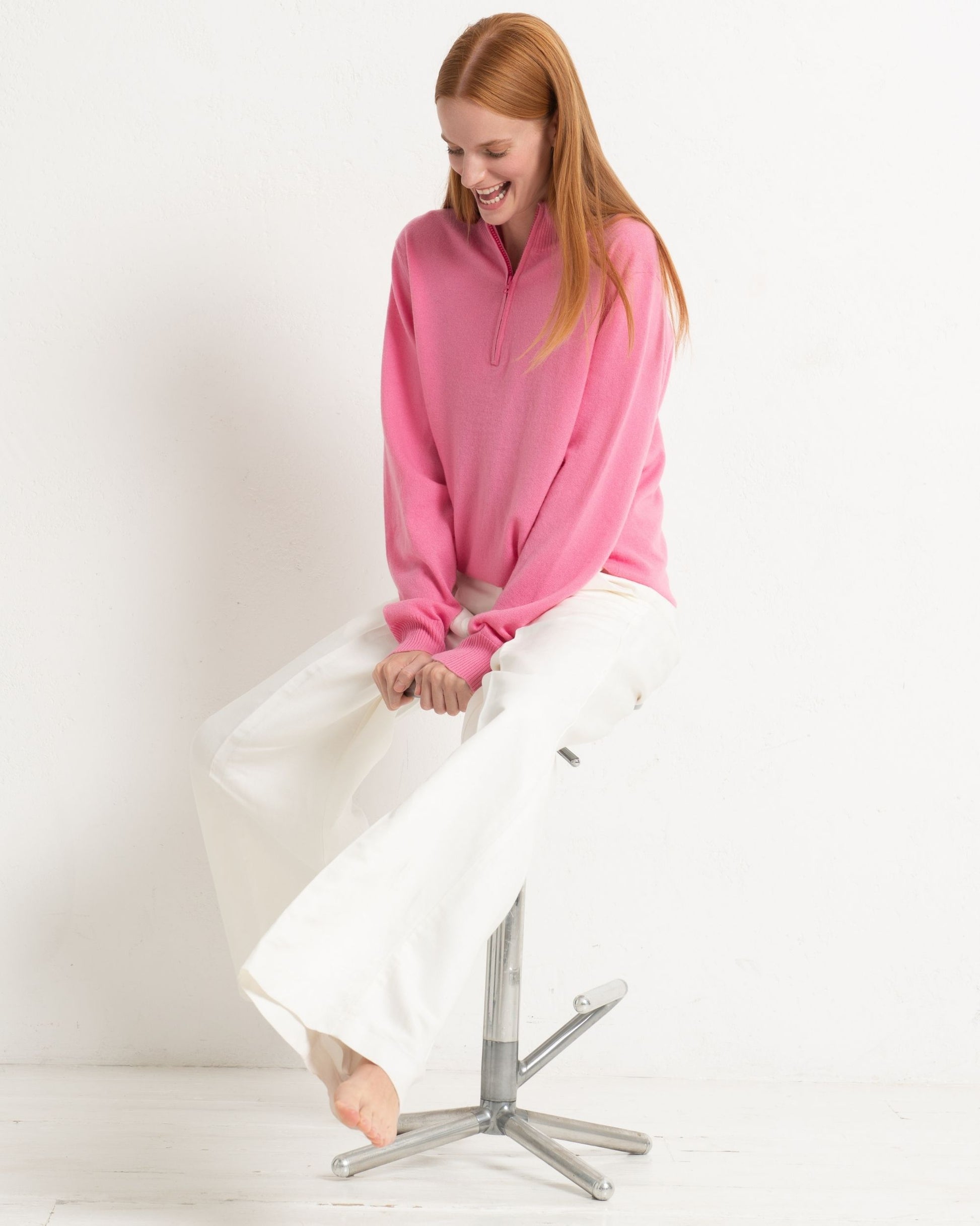 Cashmere 1/4 Zip Sweater Baker Miller Pink