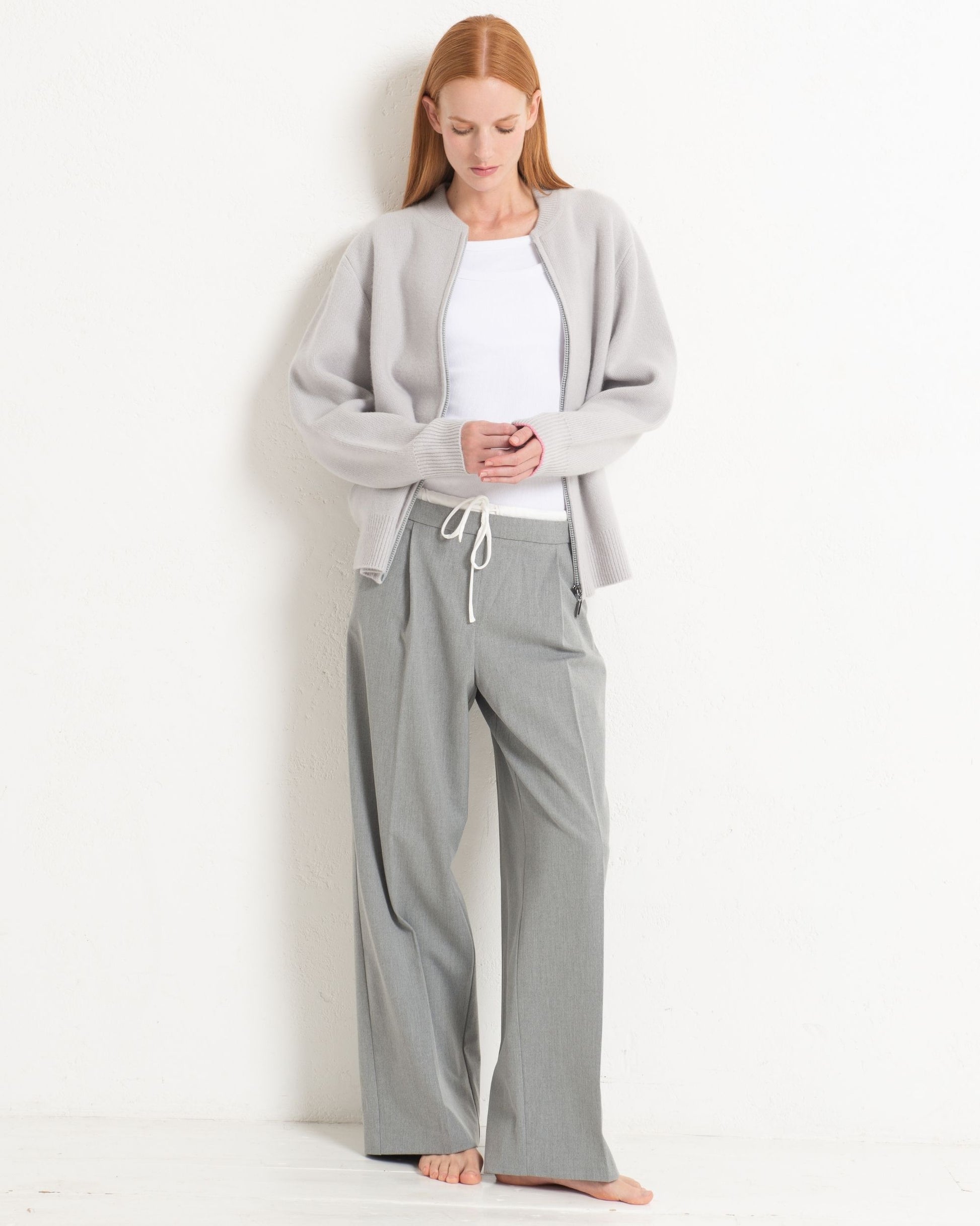 Cashmere Bomber Jacket Silver Grey