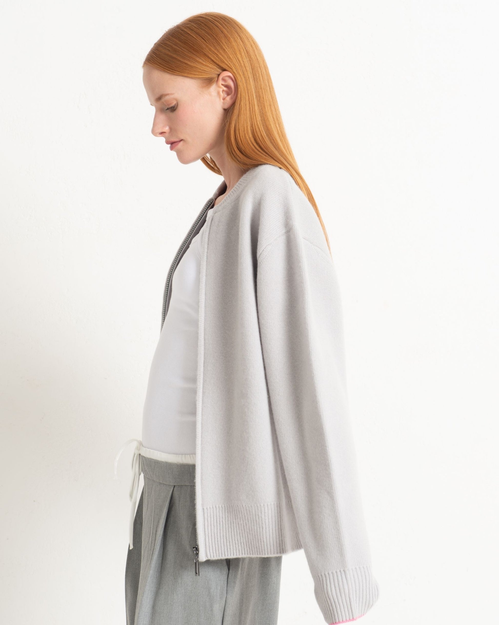 Cashmere Bomber Jacket Silver Grey