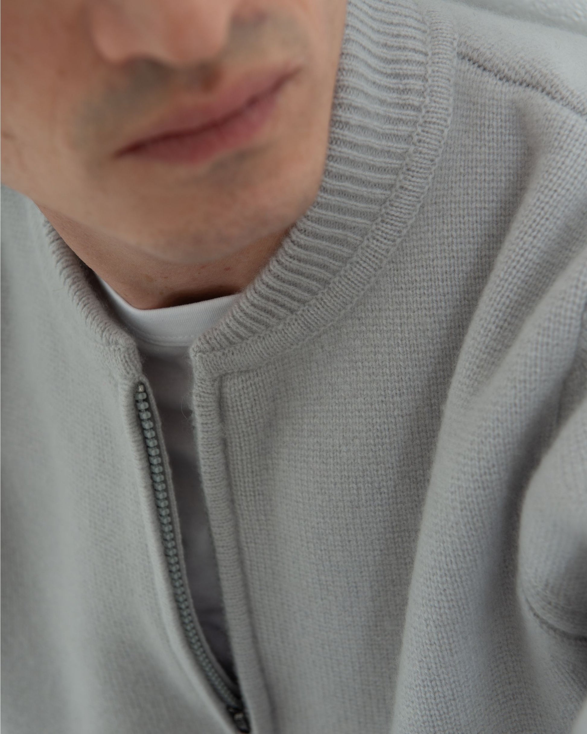 Cashmere Bomber Jacket Silver Grey