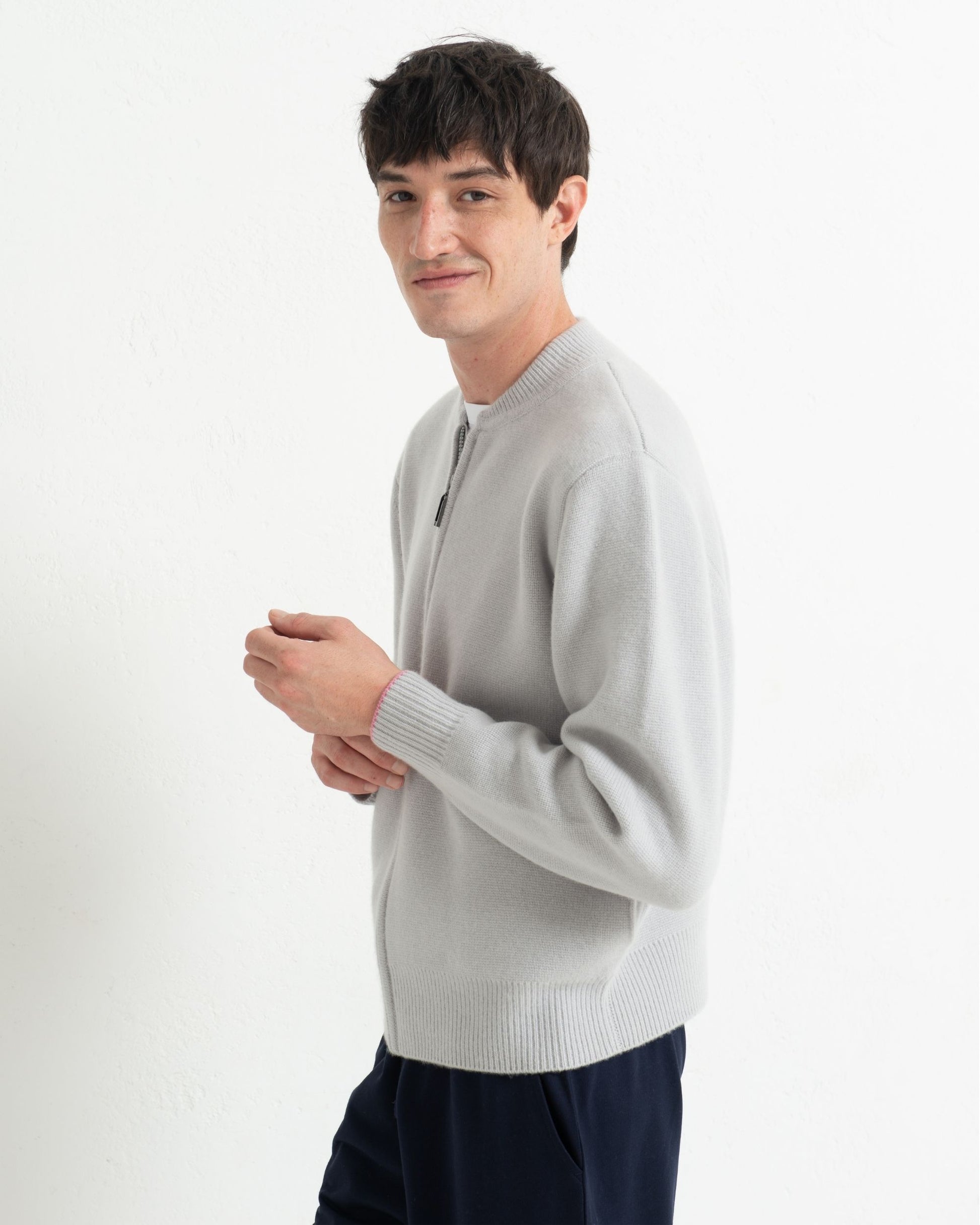 Cashmere Bomber Jacket Silver Grey