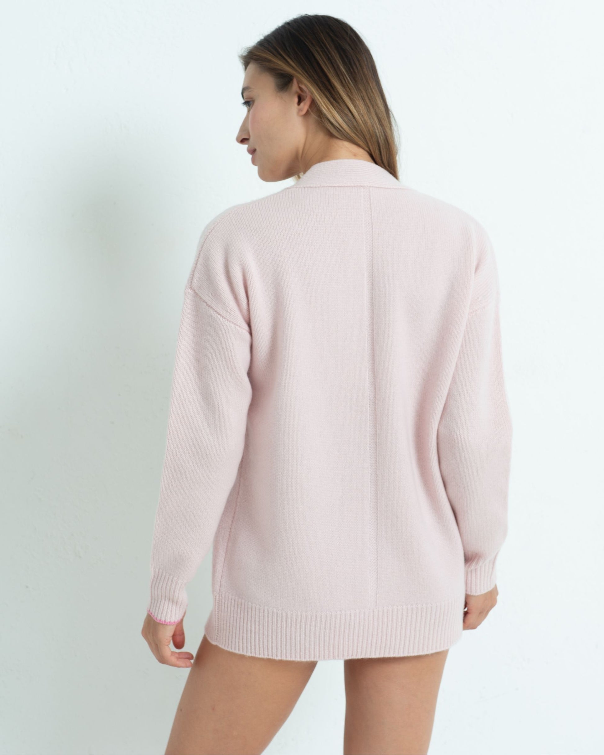 Cashmere Boyfriend Cardigan Blush Pink