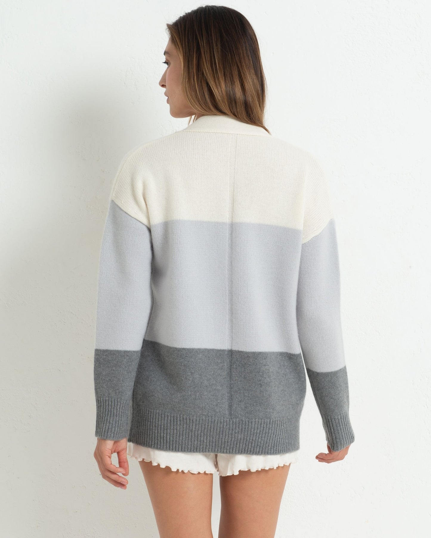 Cashmere Boyfriend Cardigan Colour Block