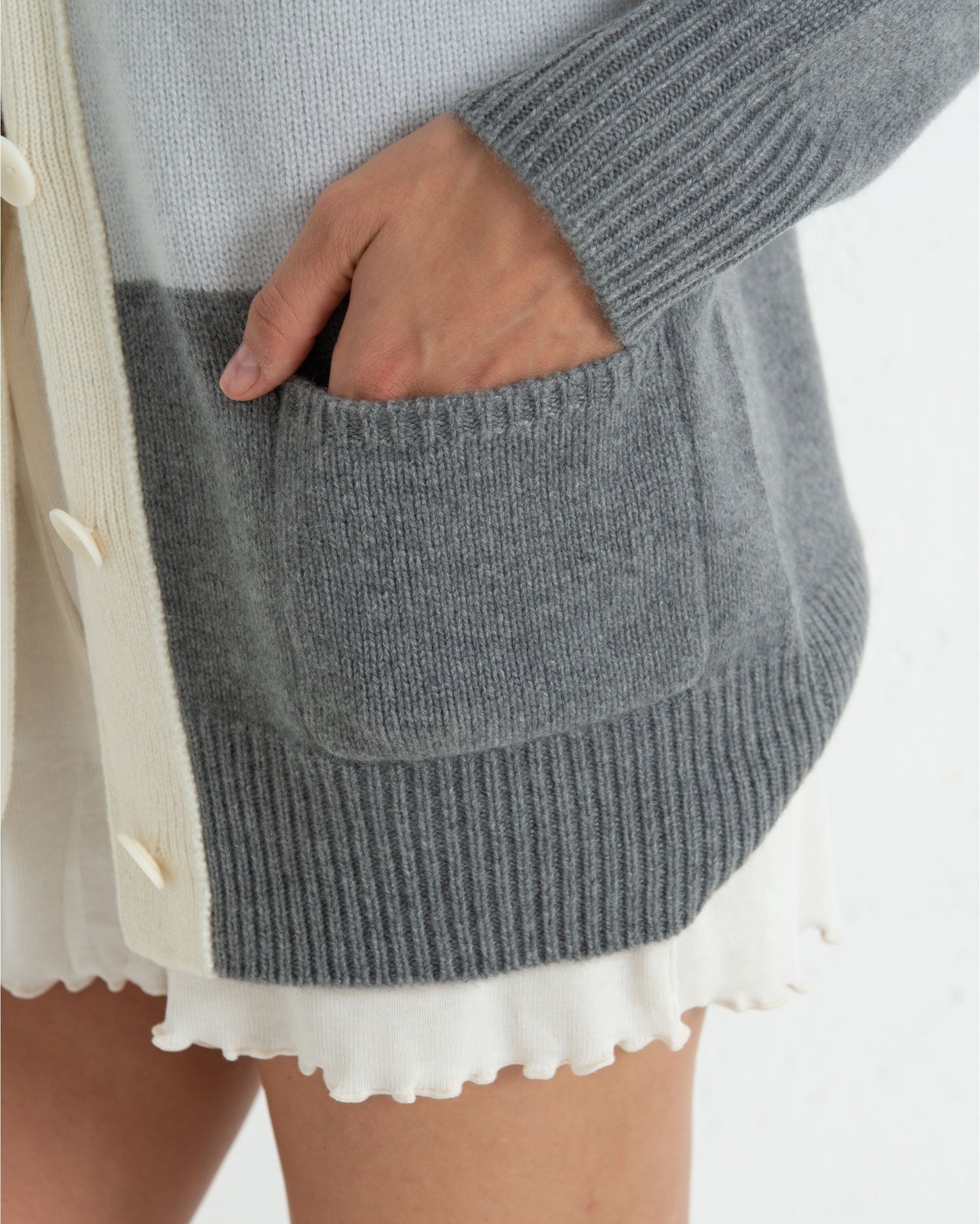 Cashmere Boyfriend Cardigan Colour Block