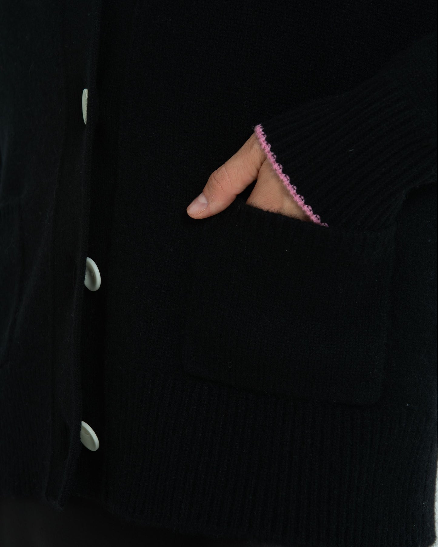 Cashmere Boyfriend Cardigan Jet Black