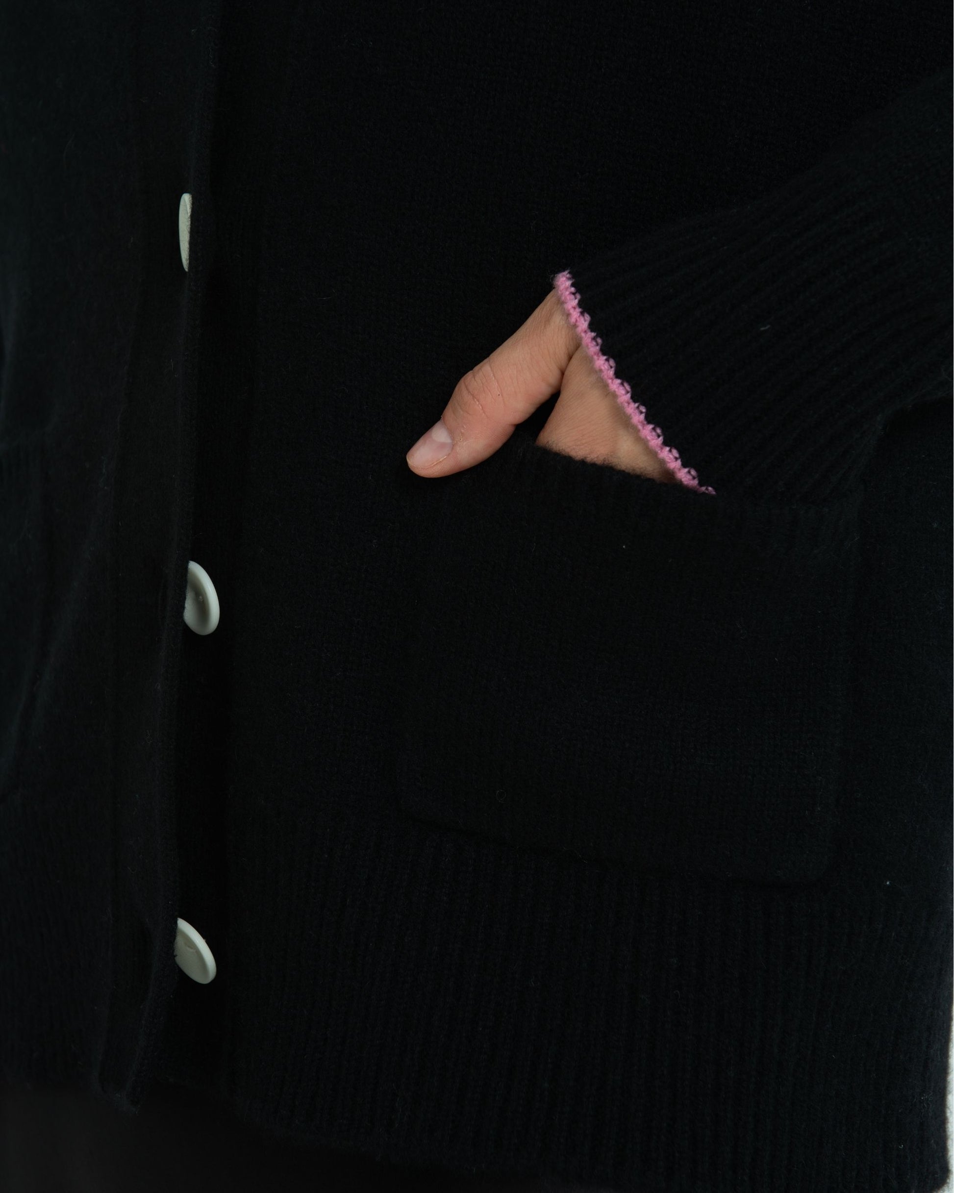 Cashmere Boyfriend Cardigan Jet Black