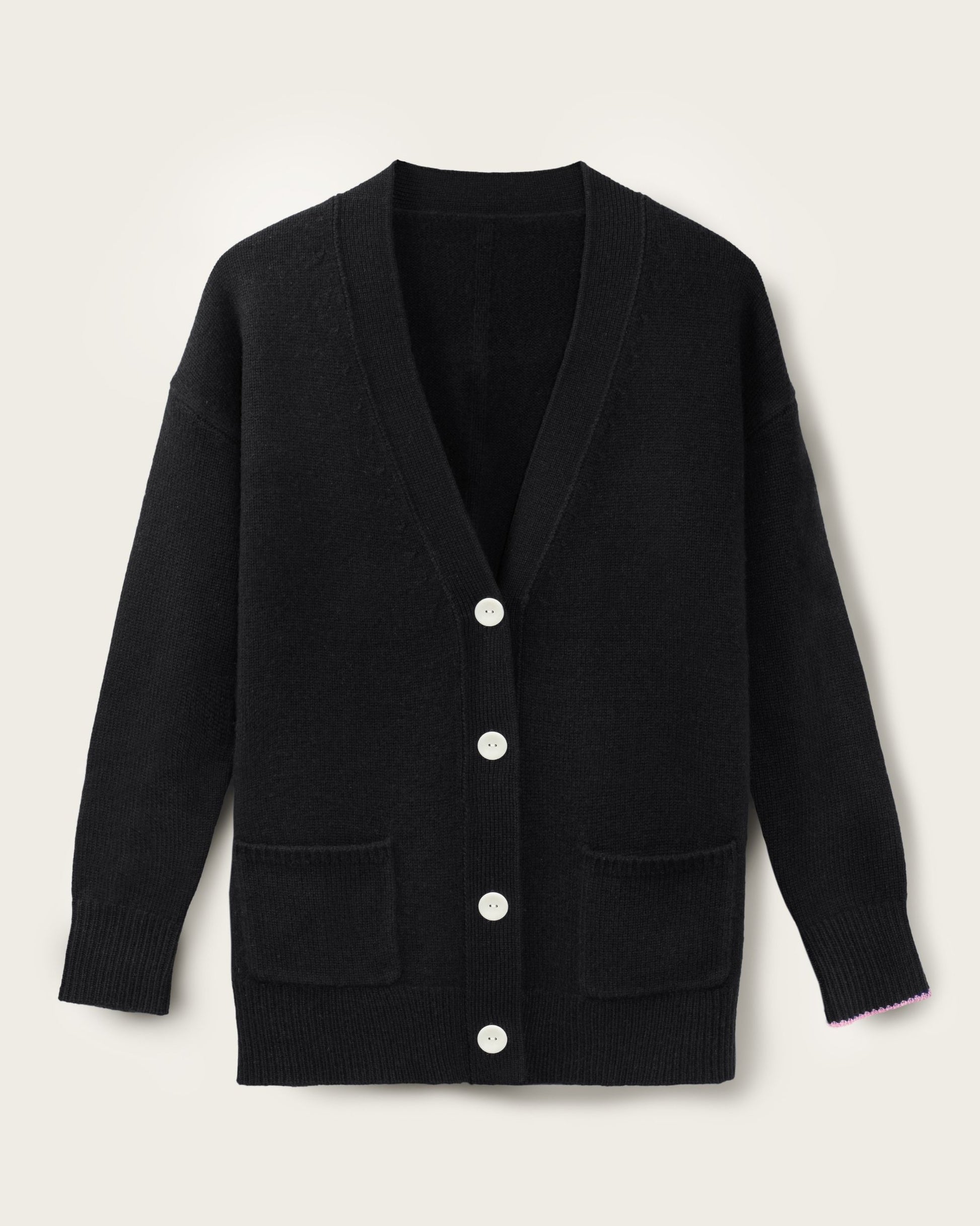 Cashmere Boyfriend Cardigan Jet Black