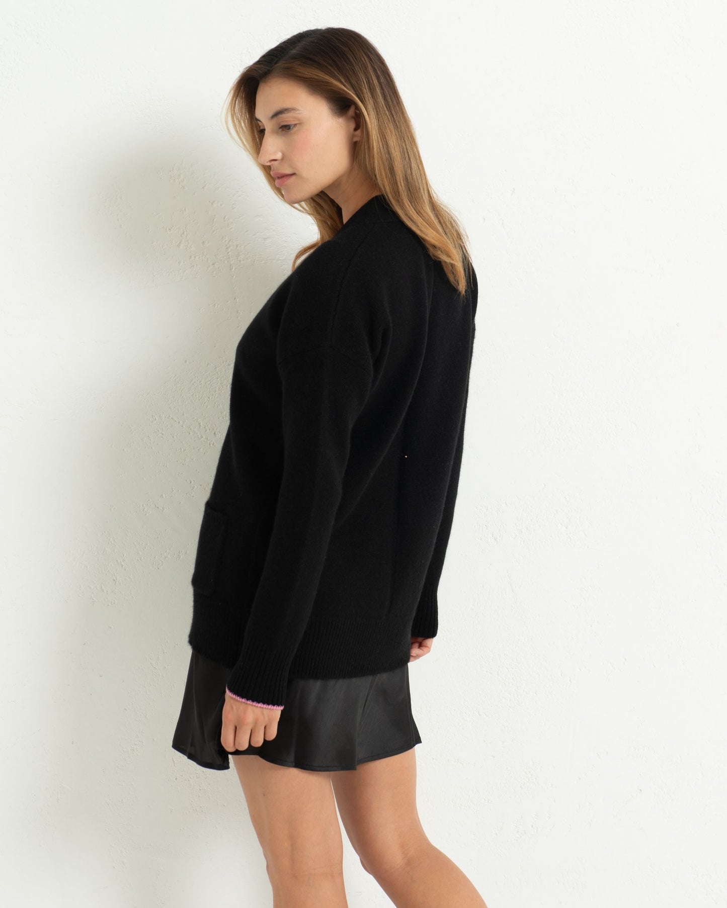 Cashmere Boyfriend Cardigan Jet Black