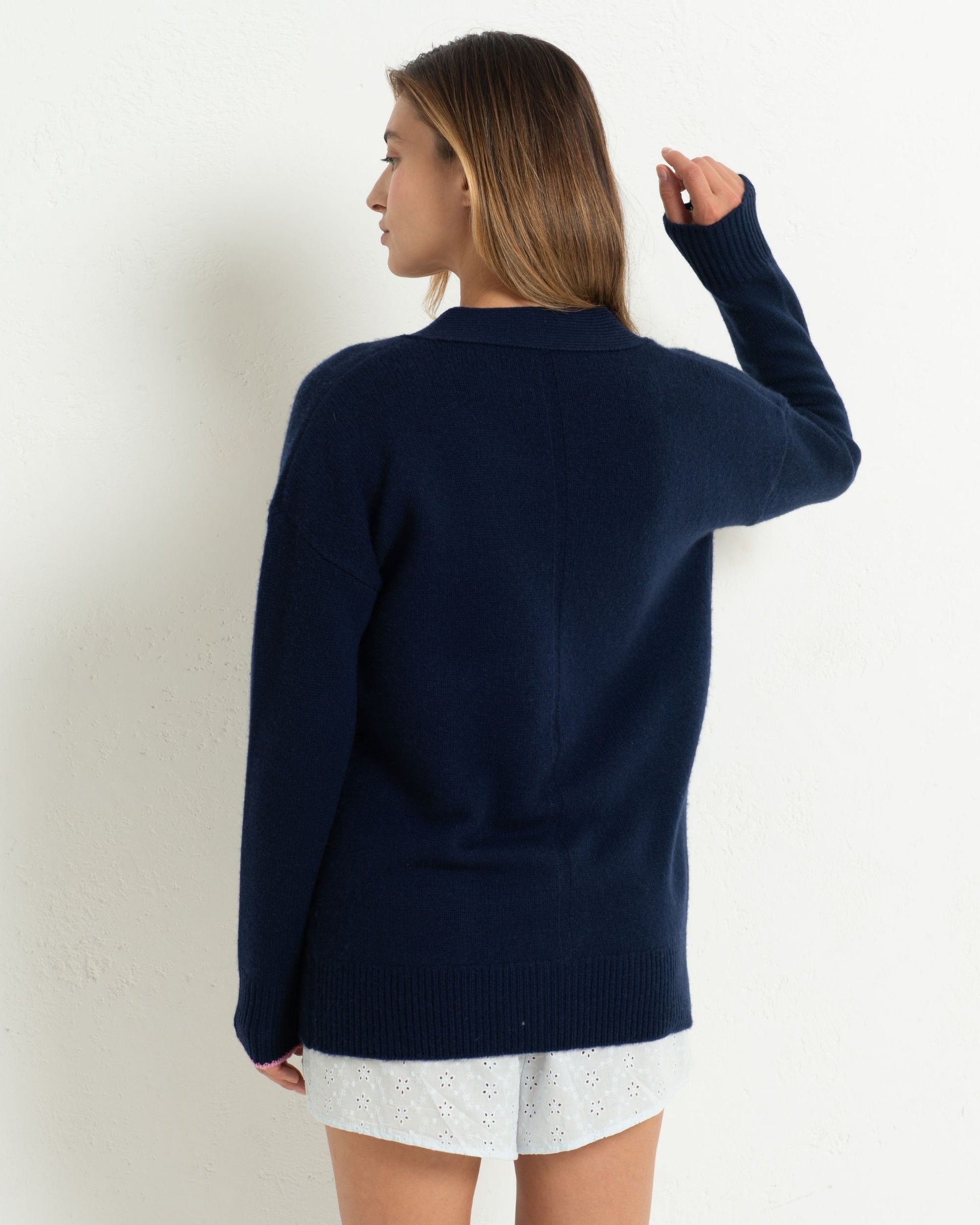 Cashmere Boyfriend Cardigan Midnight Blue