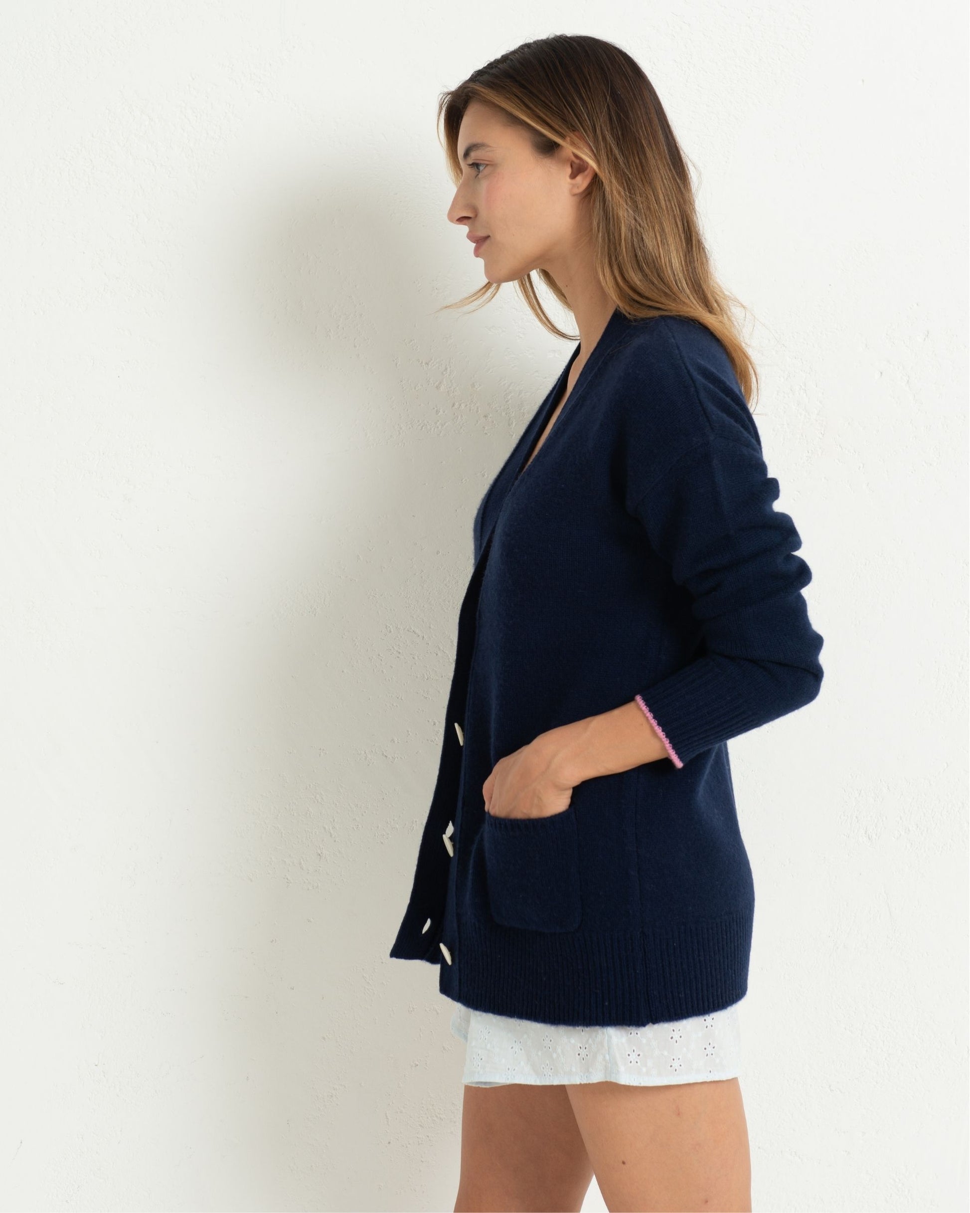 Cashmere Boyfriend Cardigan Midnight Blue