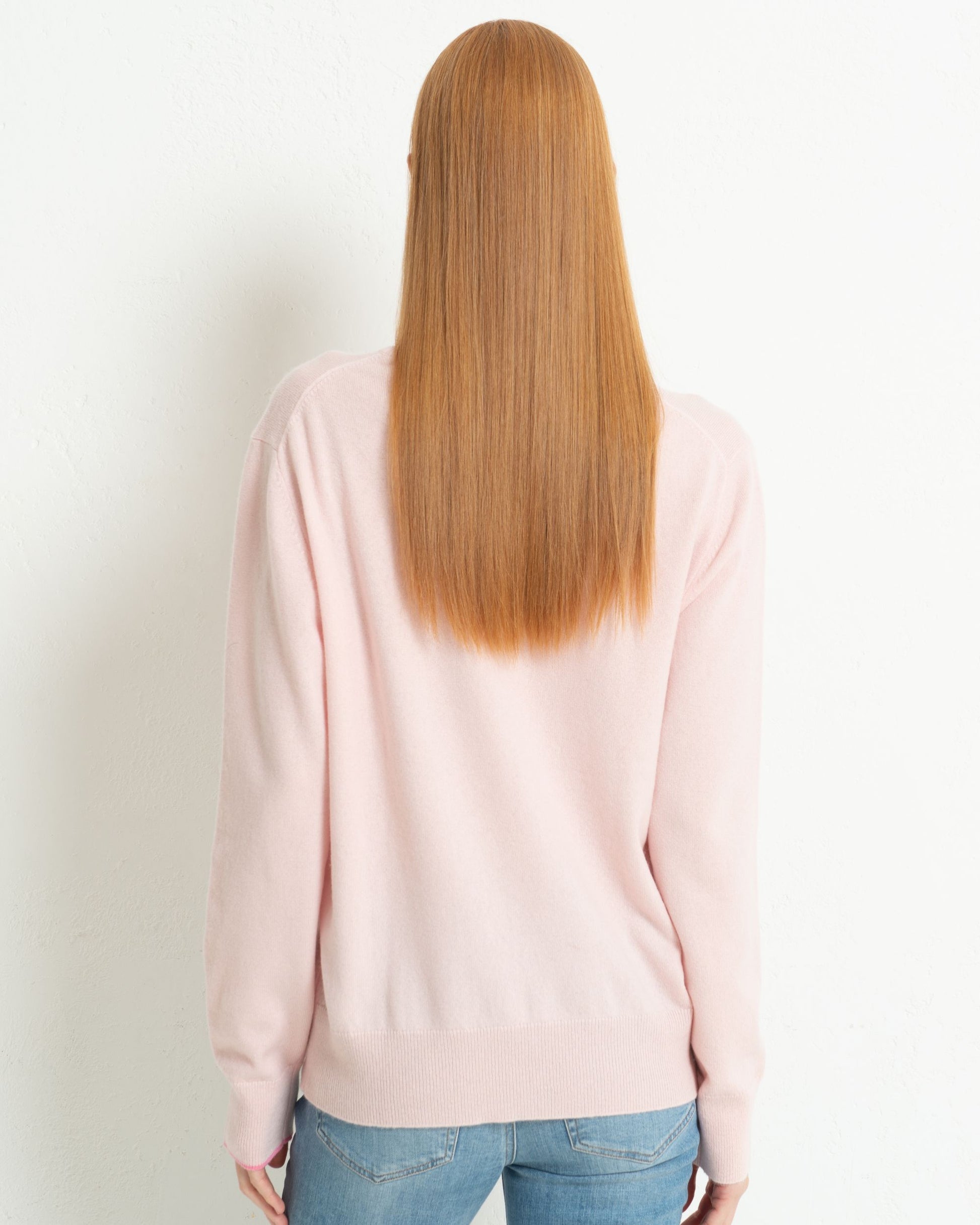 Cashmere Boyfriend Crew Sweater Blush Pink