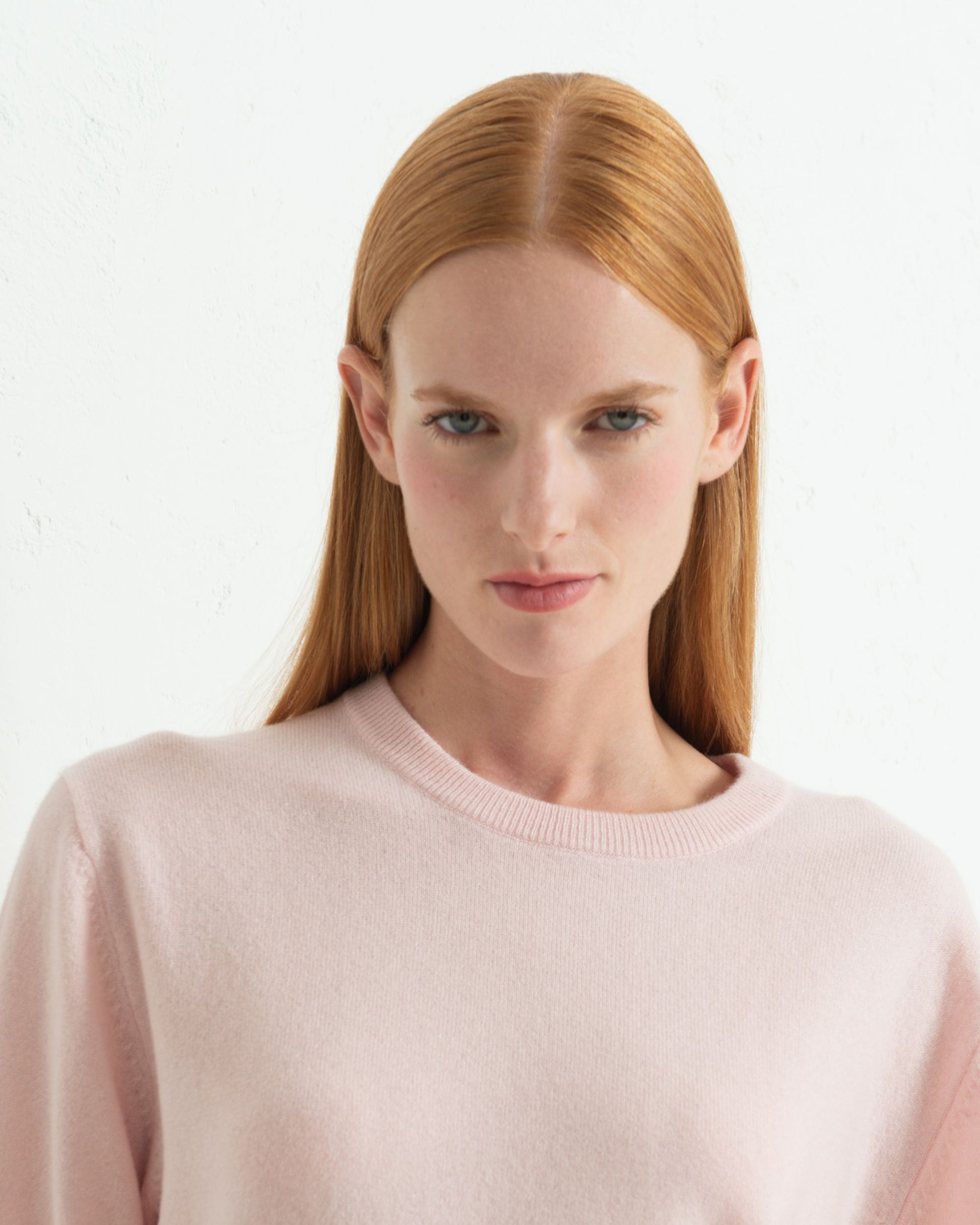 Cashmere Boyfriend Crew Sweater Blush Pink