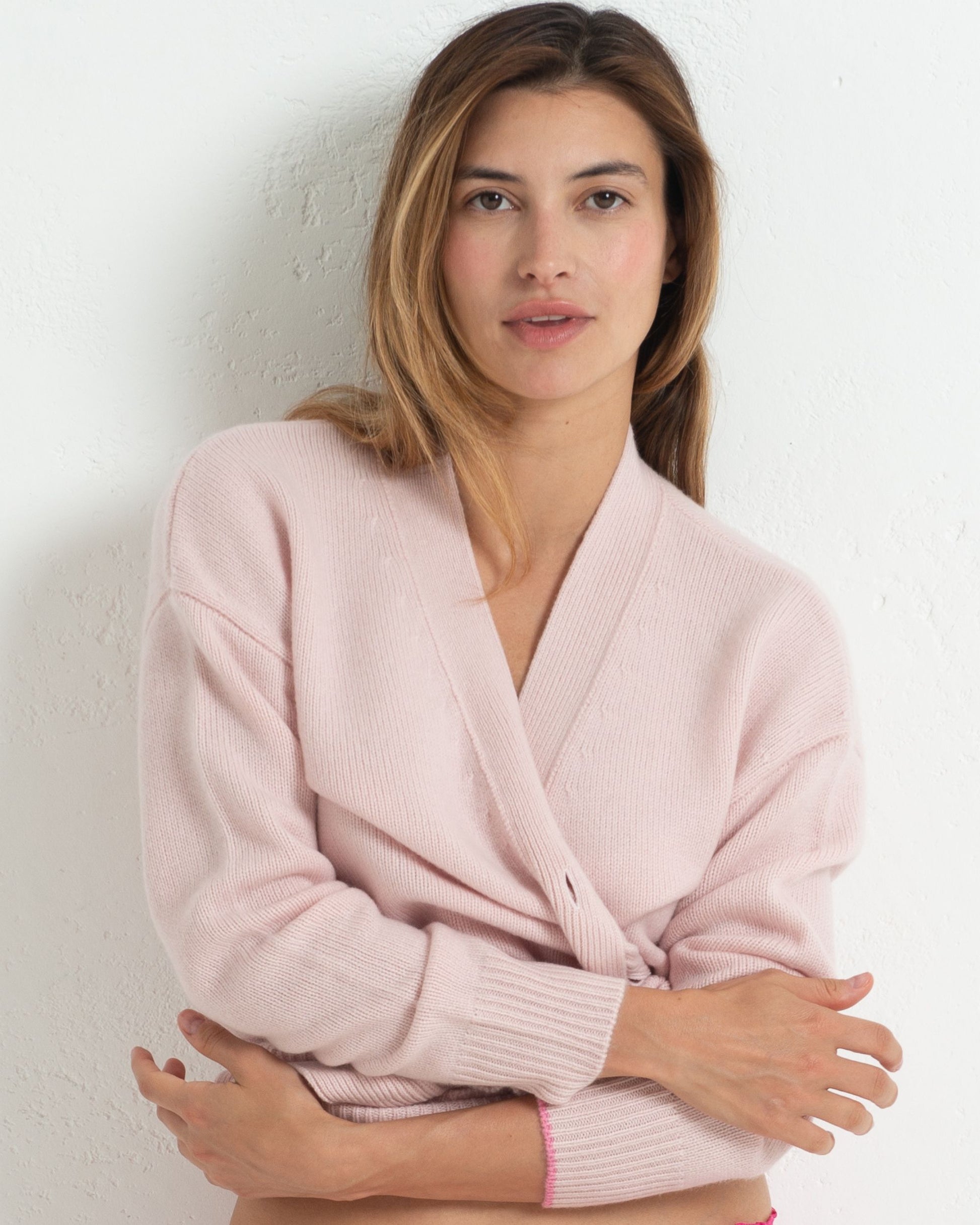 Cashmere Boyfriend Cardigan Blush Pink