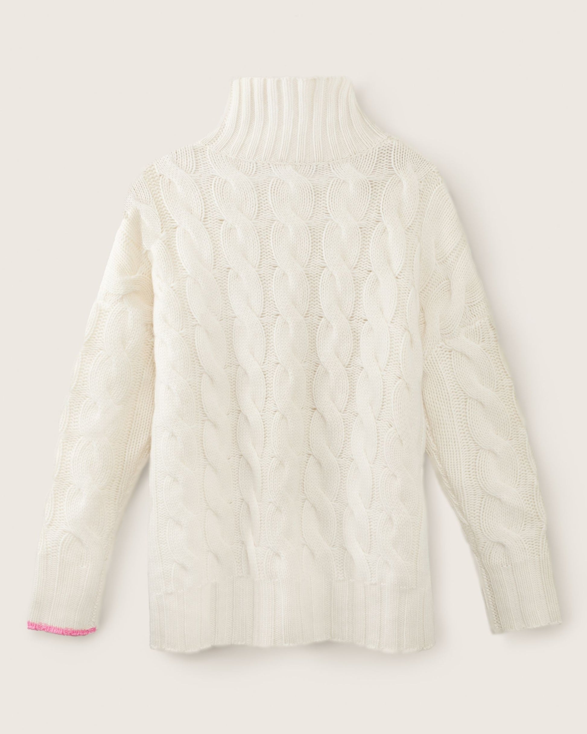 Mens Cashmere Cable Sweater Chalk White