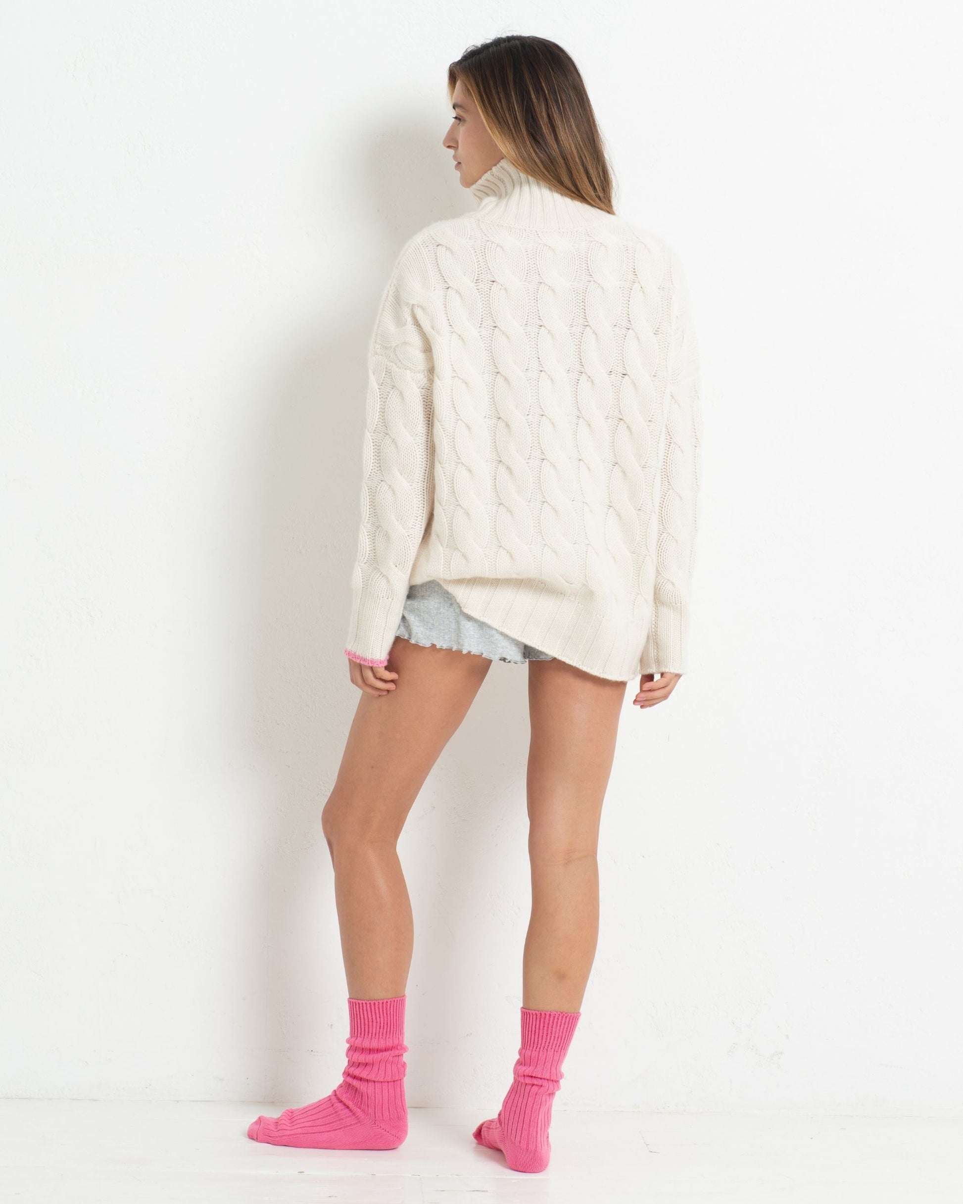 Cashmere Cable Sweater Chalk White
