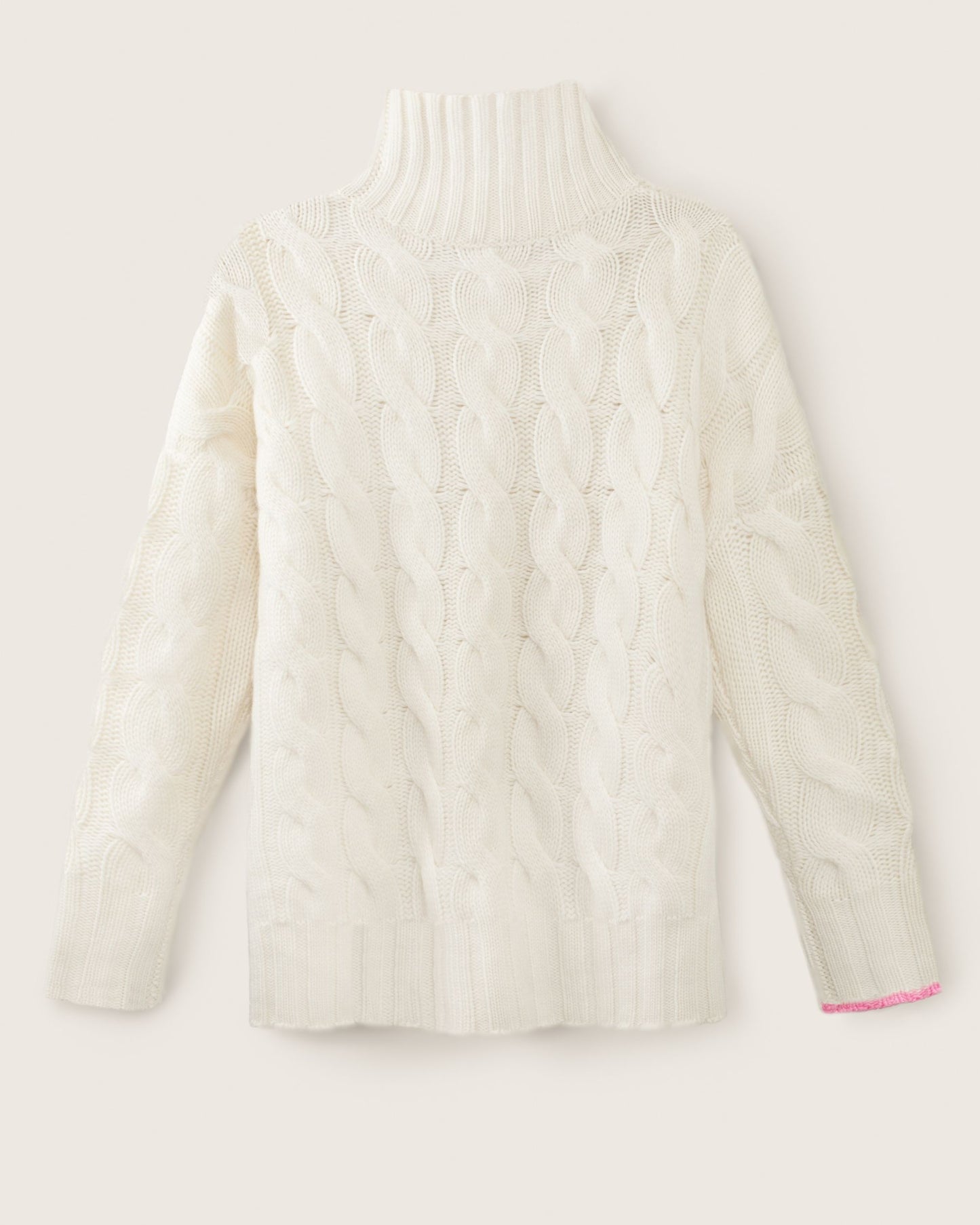 Mens Cashmere Cable Sweater Chalk White