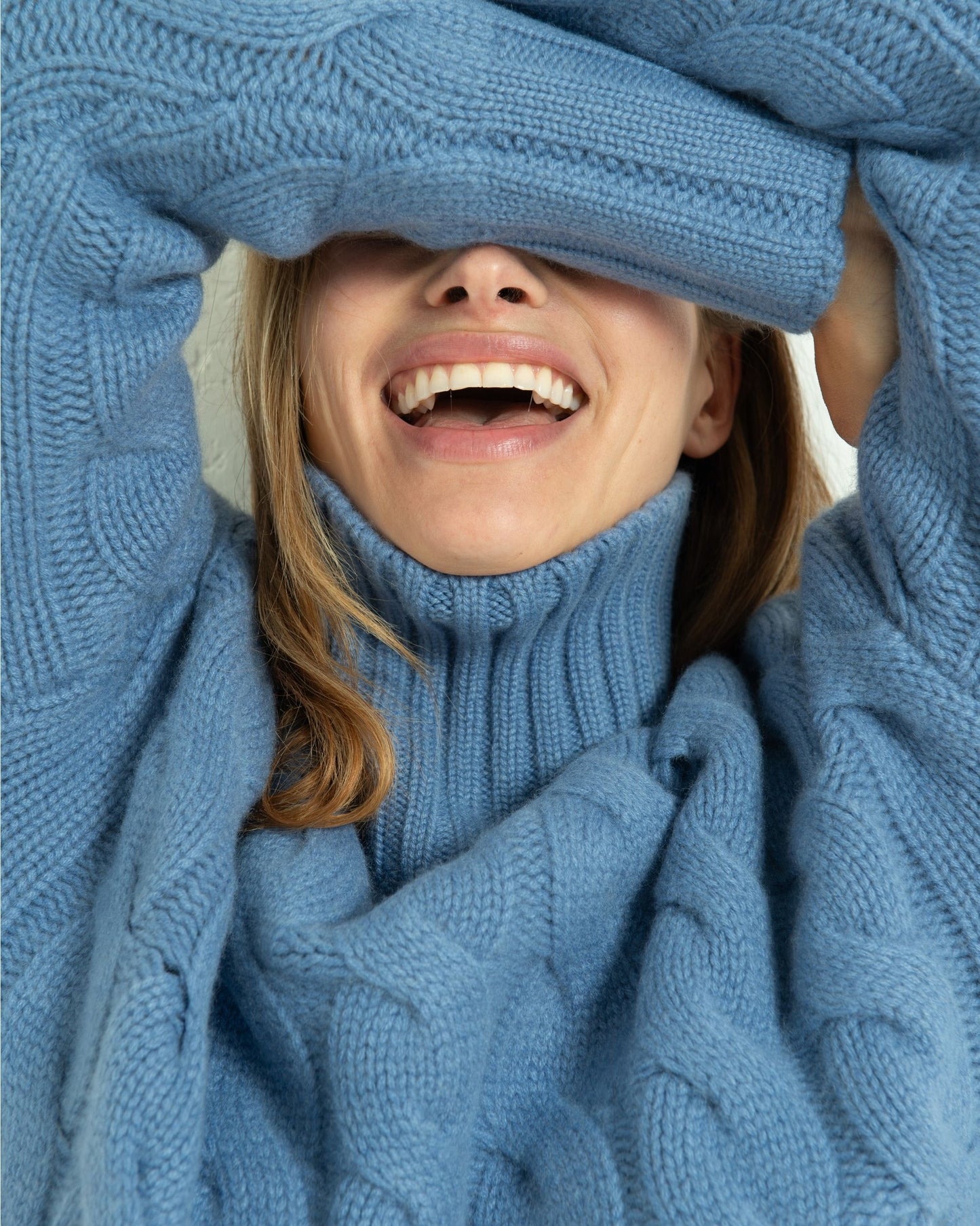 Cashmere Cable Sweater Cornflower Blue