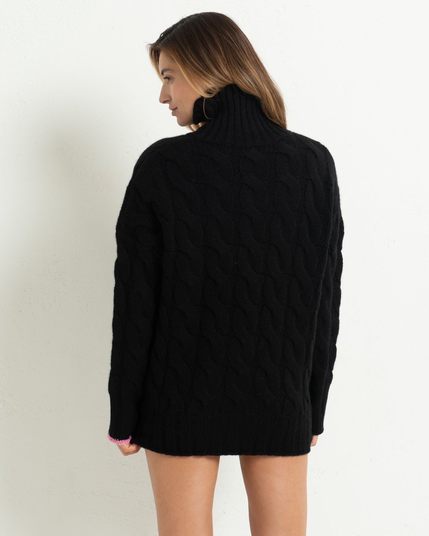 Cashmere Cable Sweater Jet Black