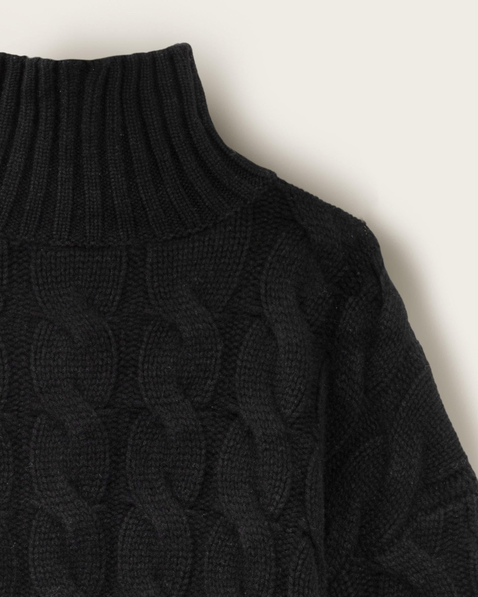 Men's Cashmere Cable Sweater Jet Black