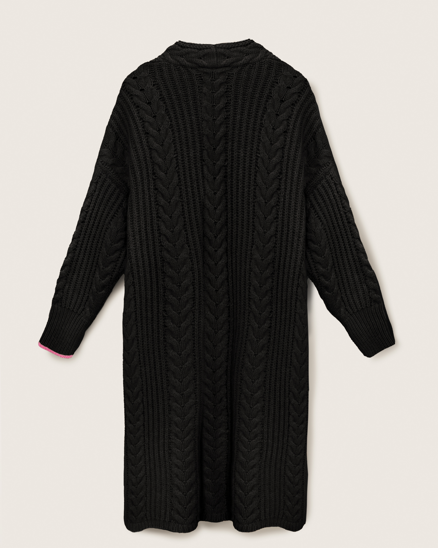 Cashmere Cable Cardigan Coat Jet Black