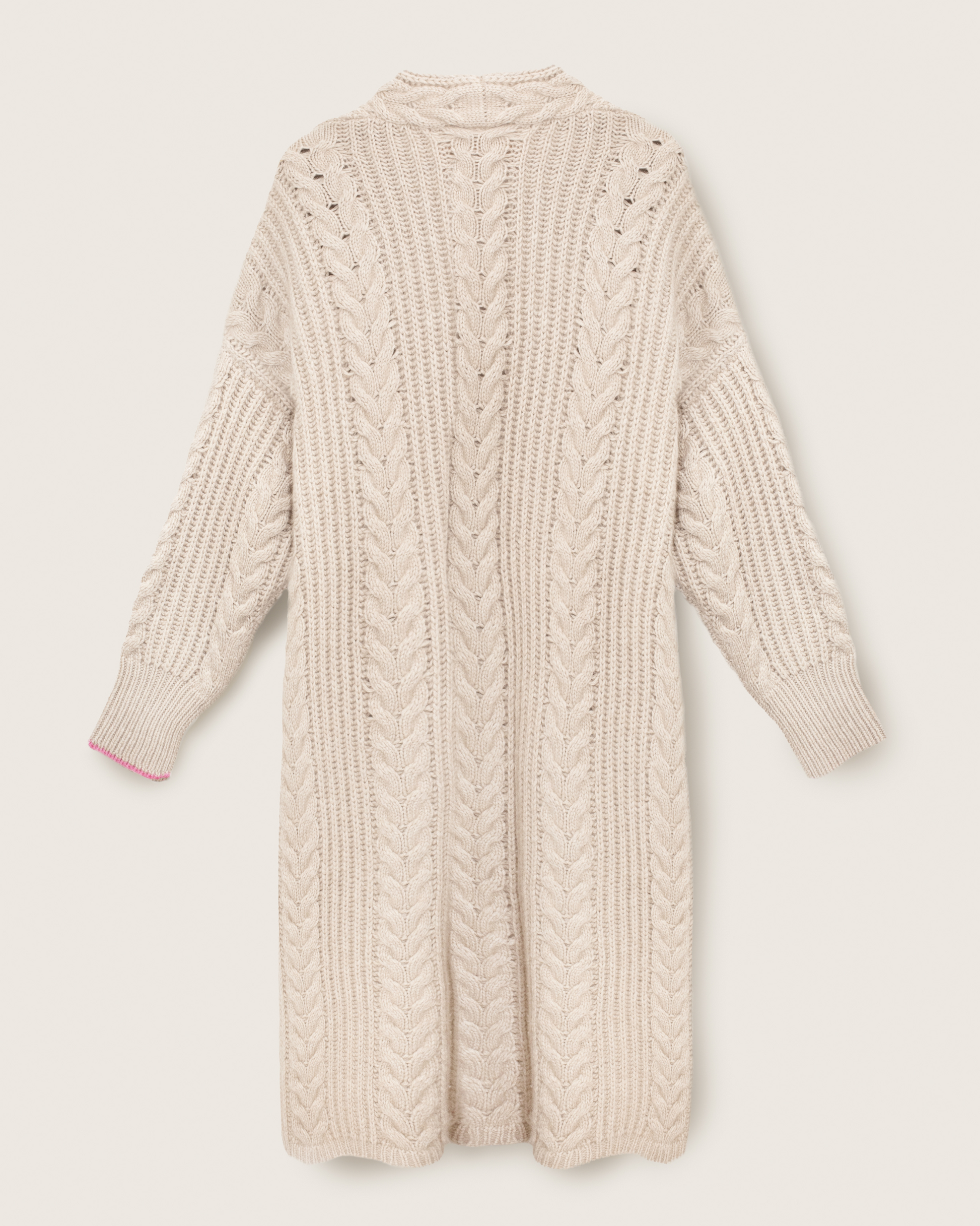 Cashmere Cable Cardigan Coat Chalk White