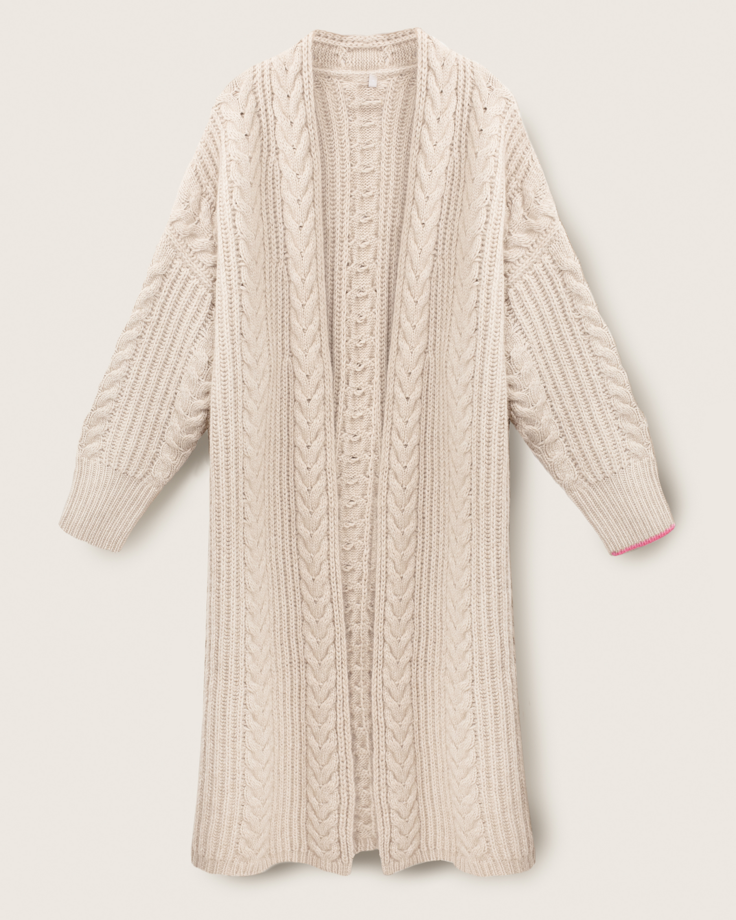 Cashmere Cable Cardigan Coat Chalk White
