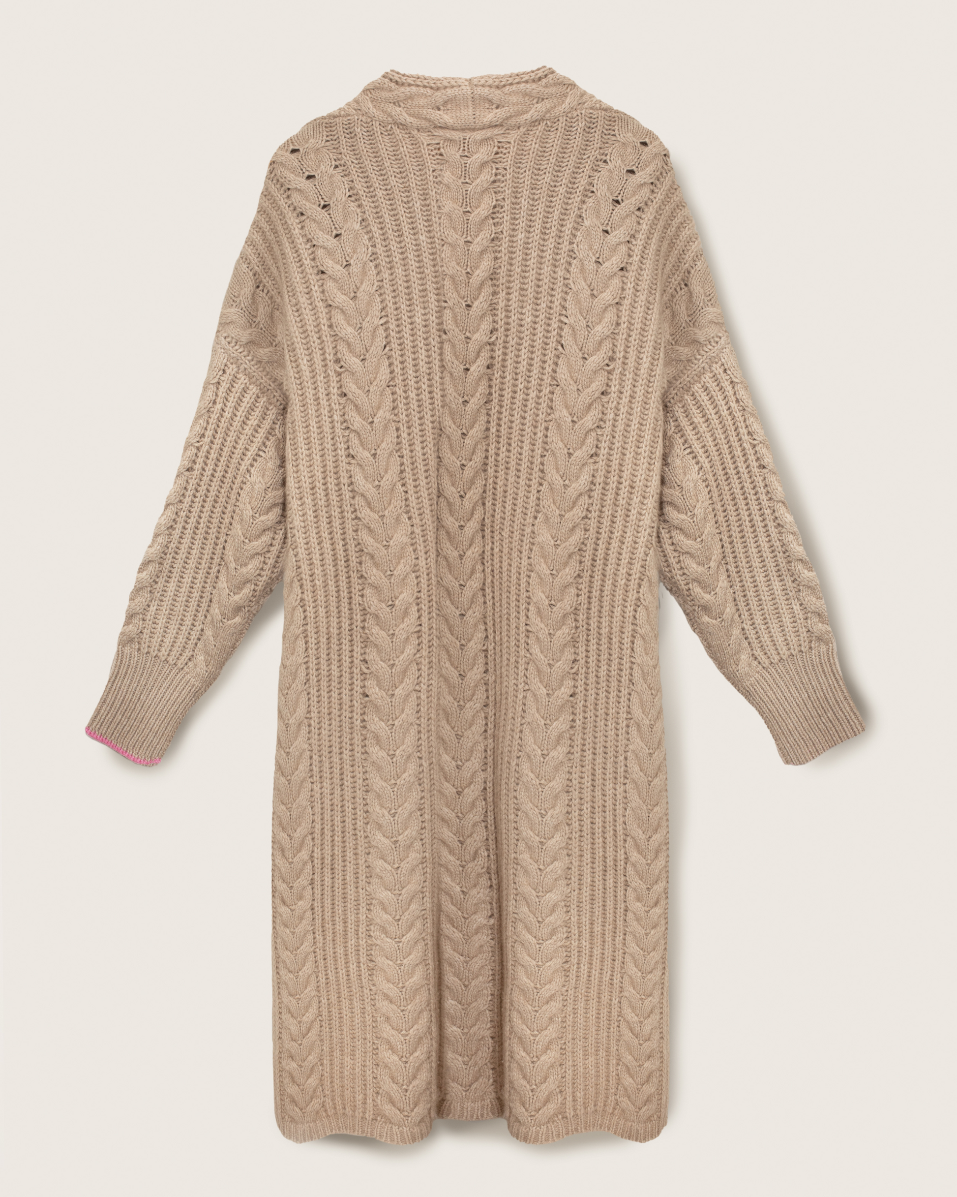 Cashmere Cable Cardigan Coat Sand