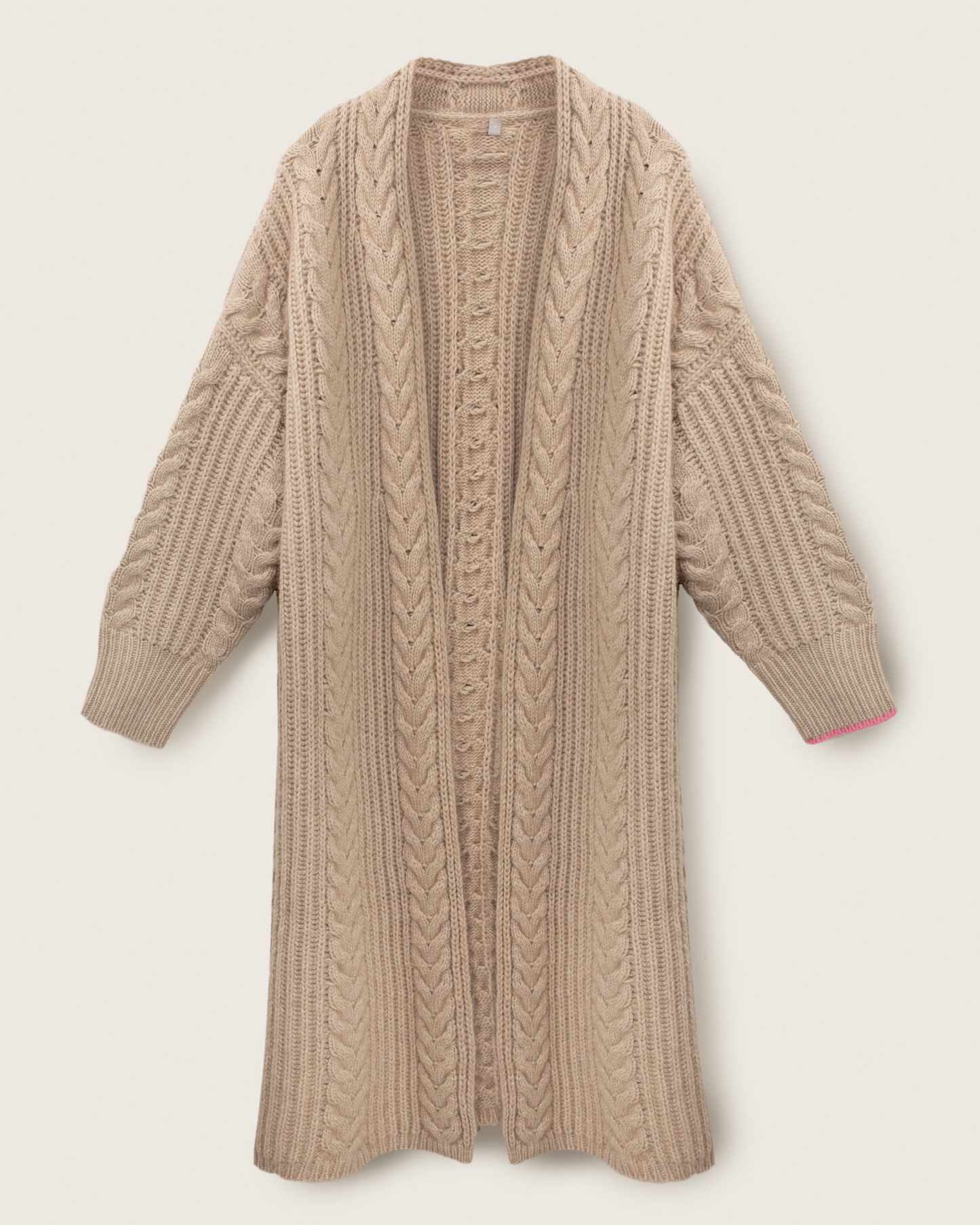 Cashmere Cable Cardigan Coat Sand