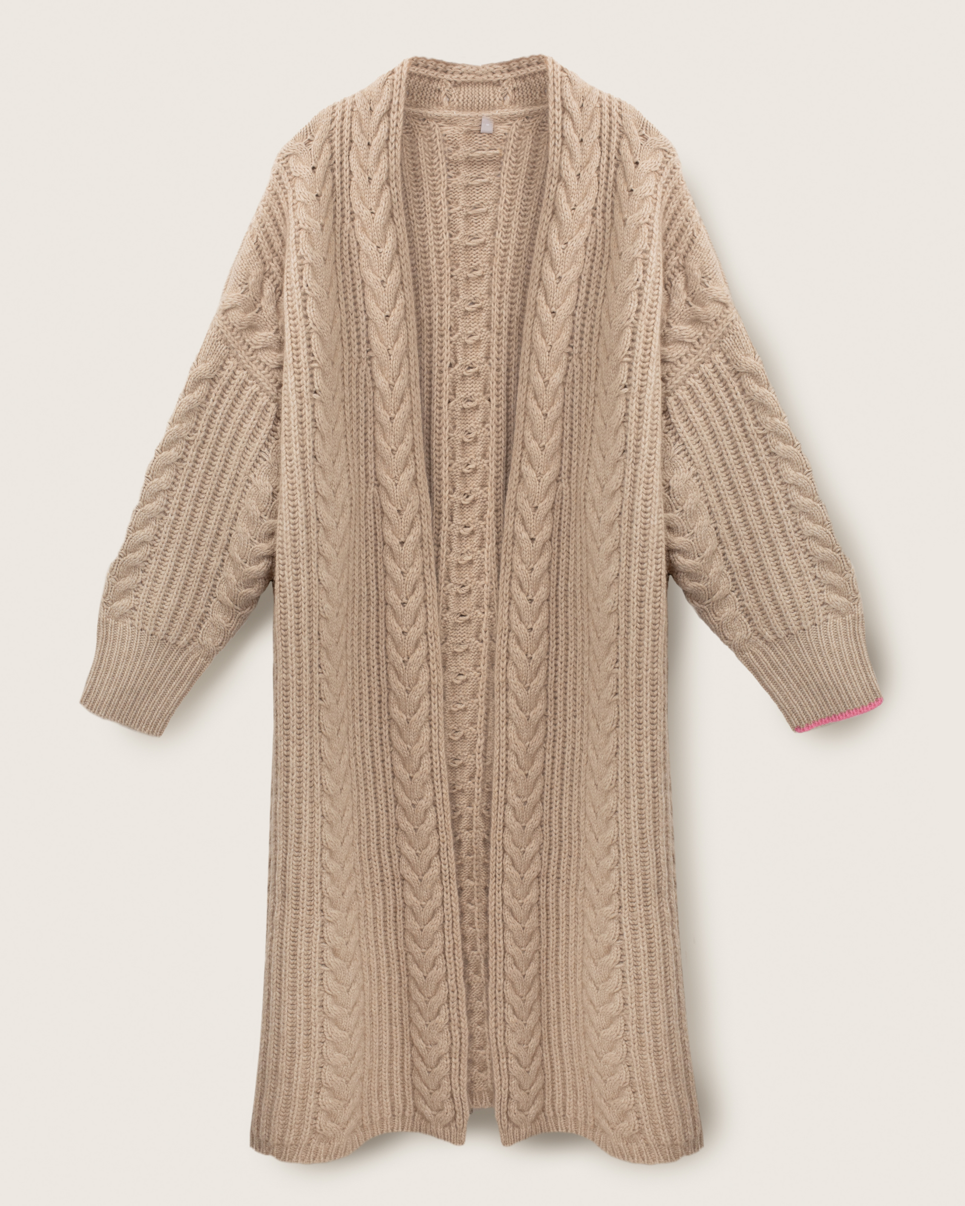 Cashmere Cable Cardigan Coat Sand