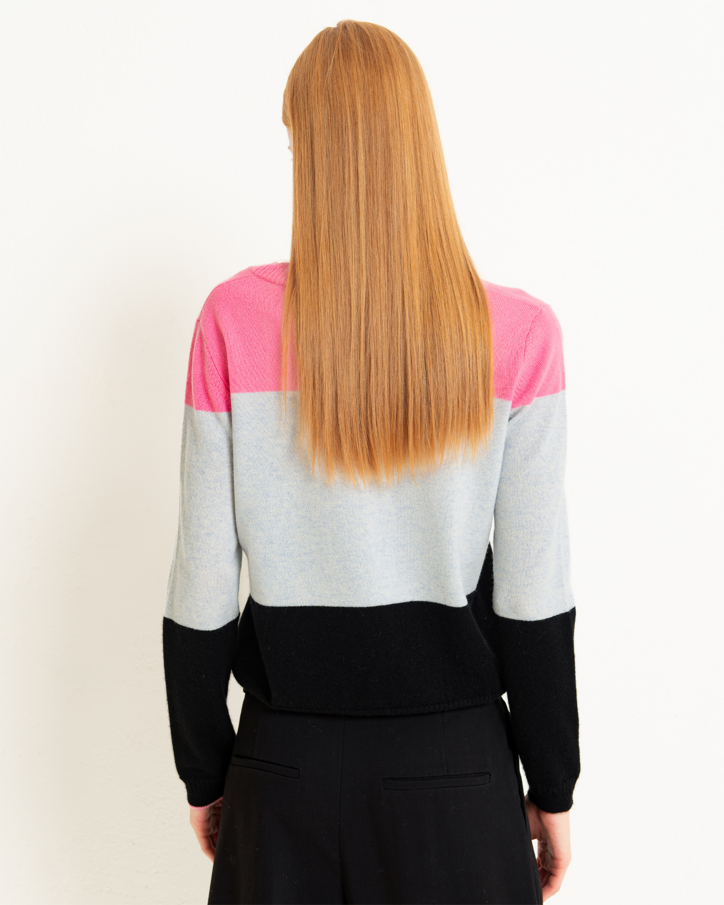Cashmere Classic Crew Cardigan Colour Block
