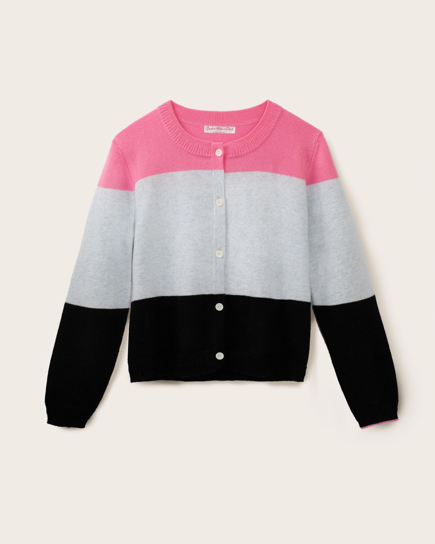 Cashmere Classic Crew Cardigan Colour Block