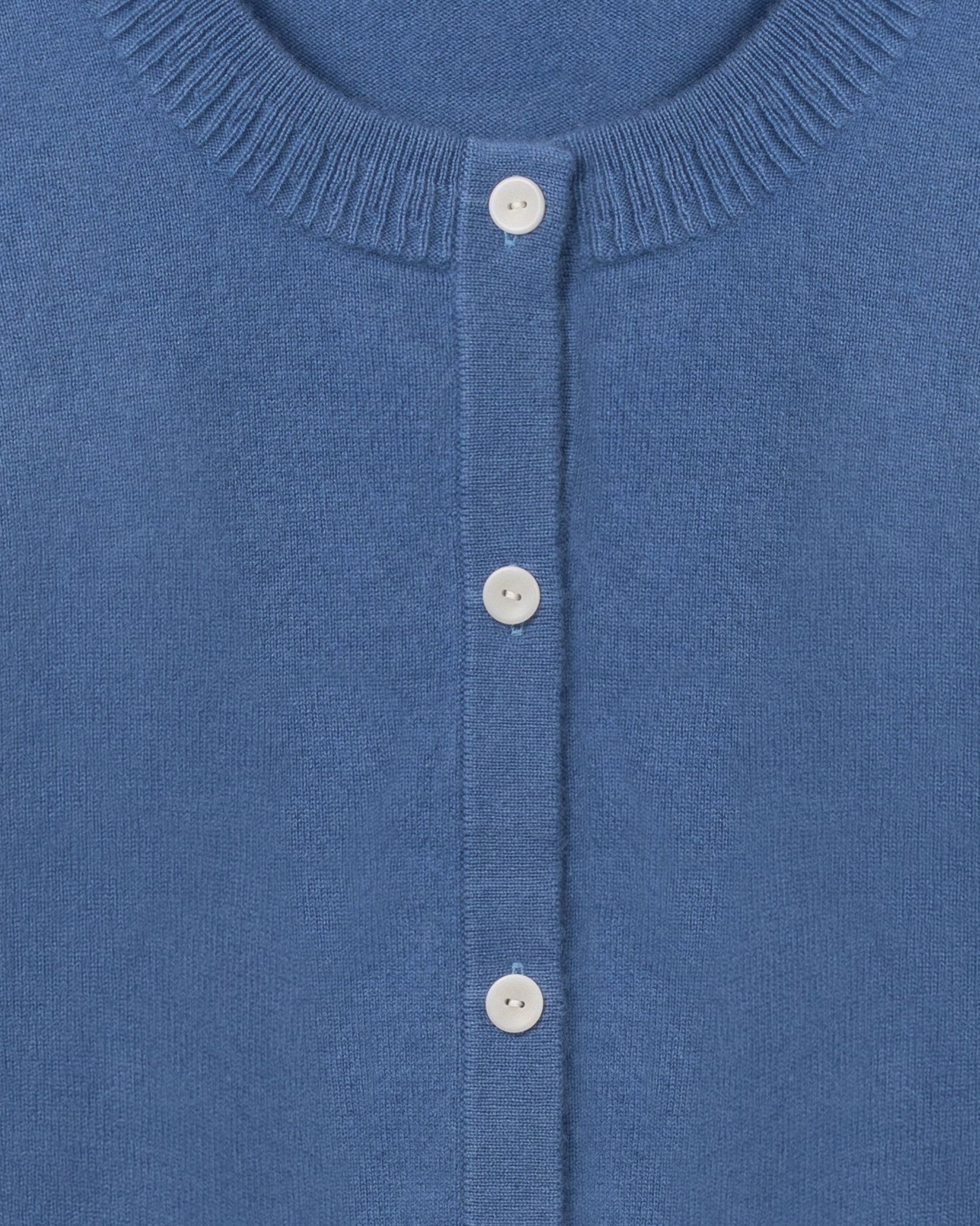 Cashmere Classic Crew Cardigan Cornflower Blue