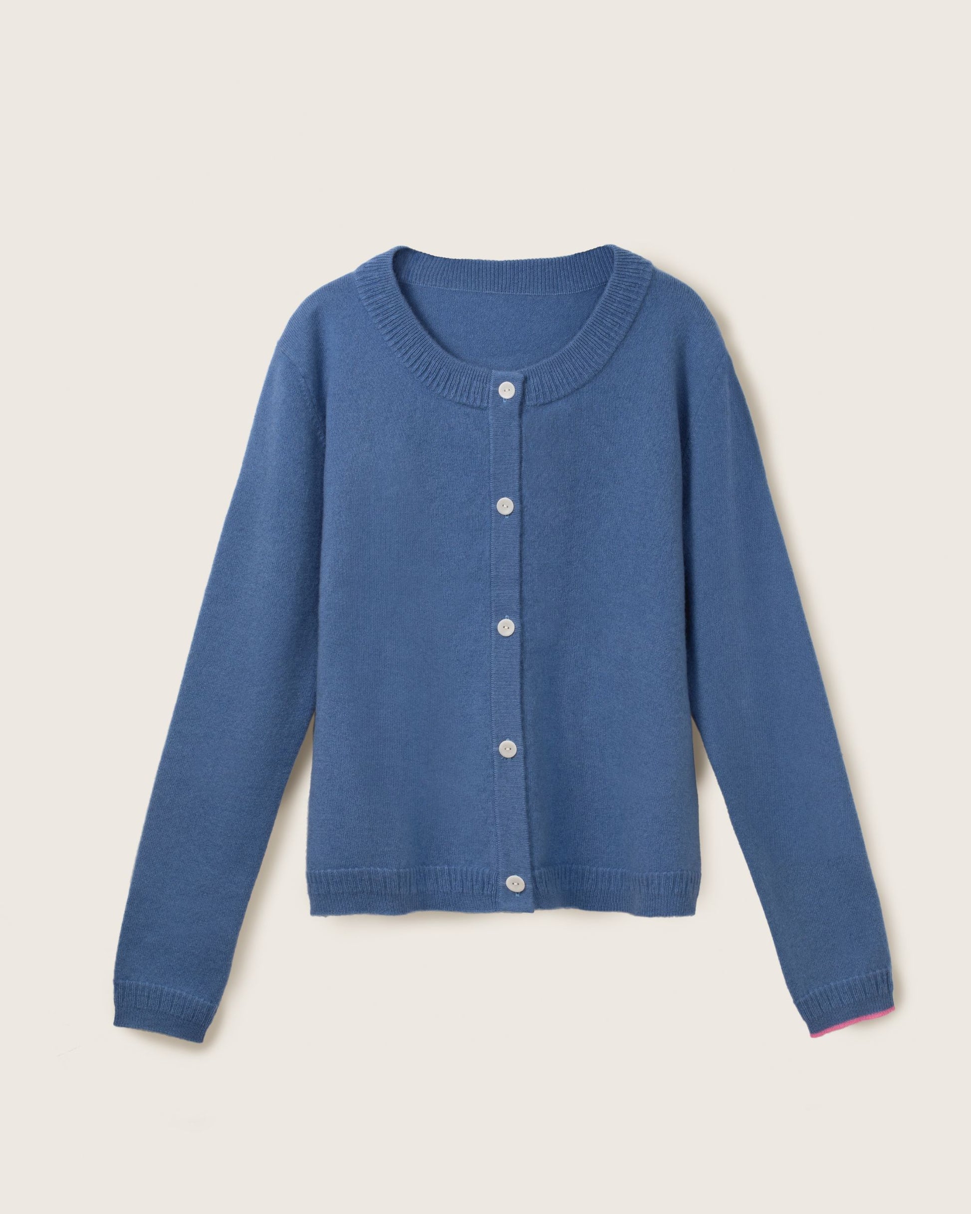 Cashmere Classic Crew Cardigan Cornflower Blue
