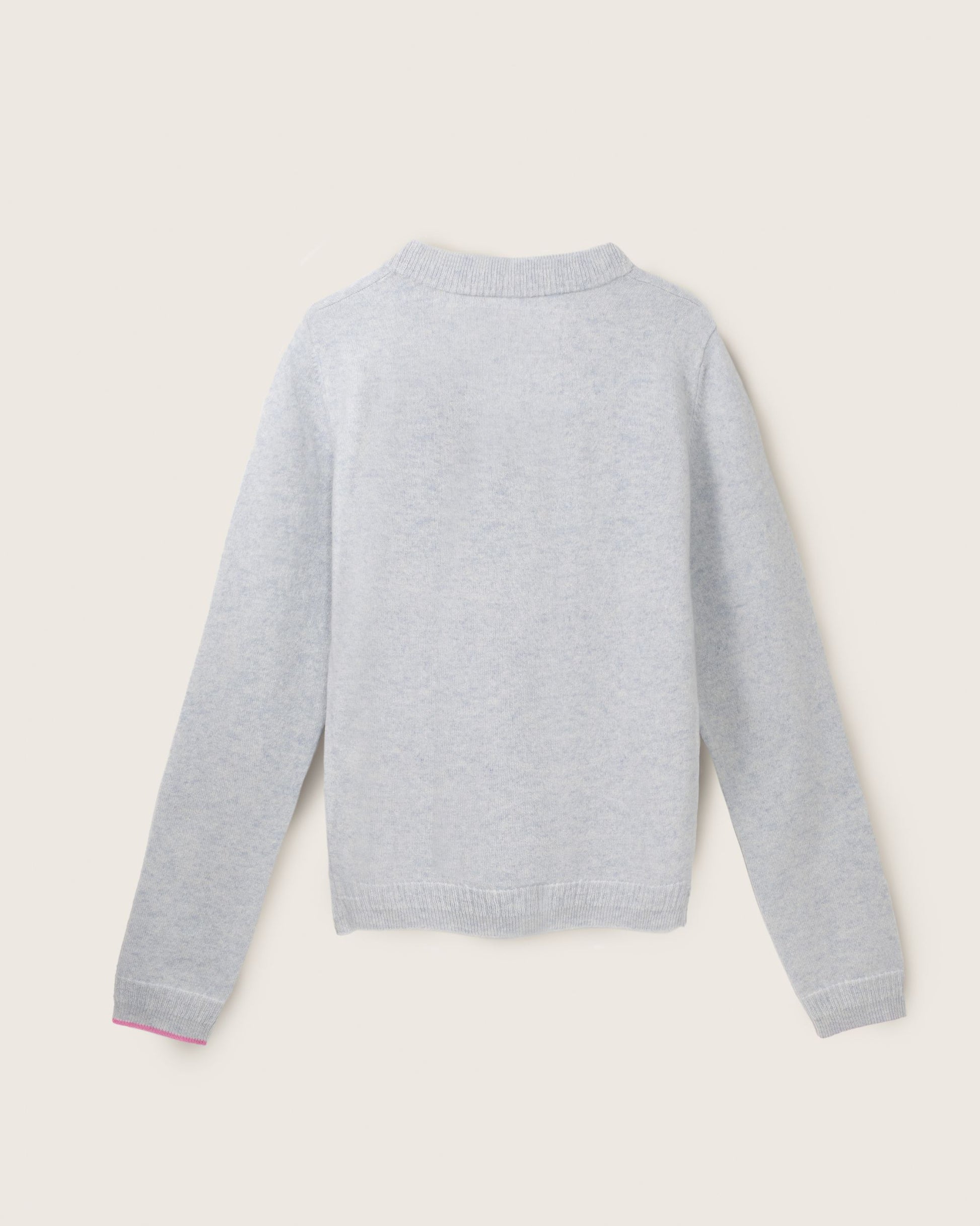 Cashmere Classic Crew Cardigan Silver Grey