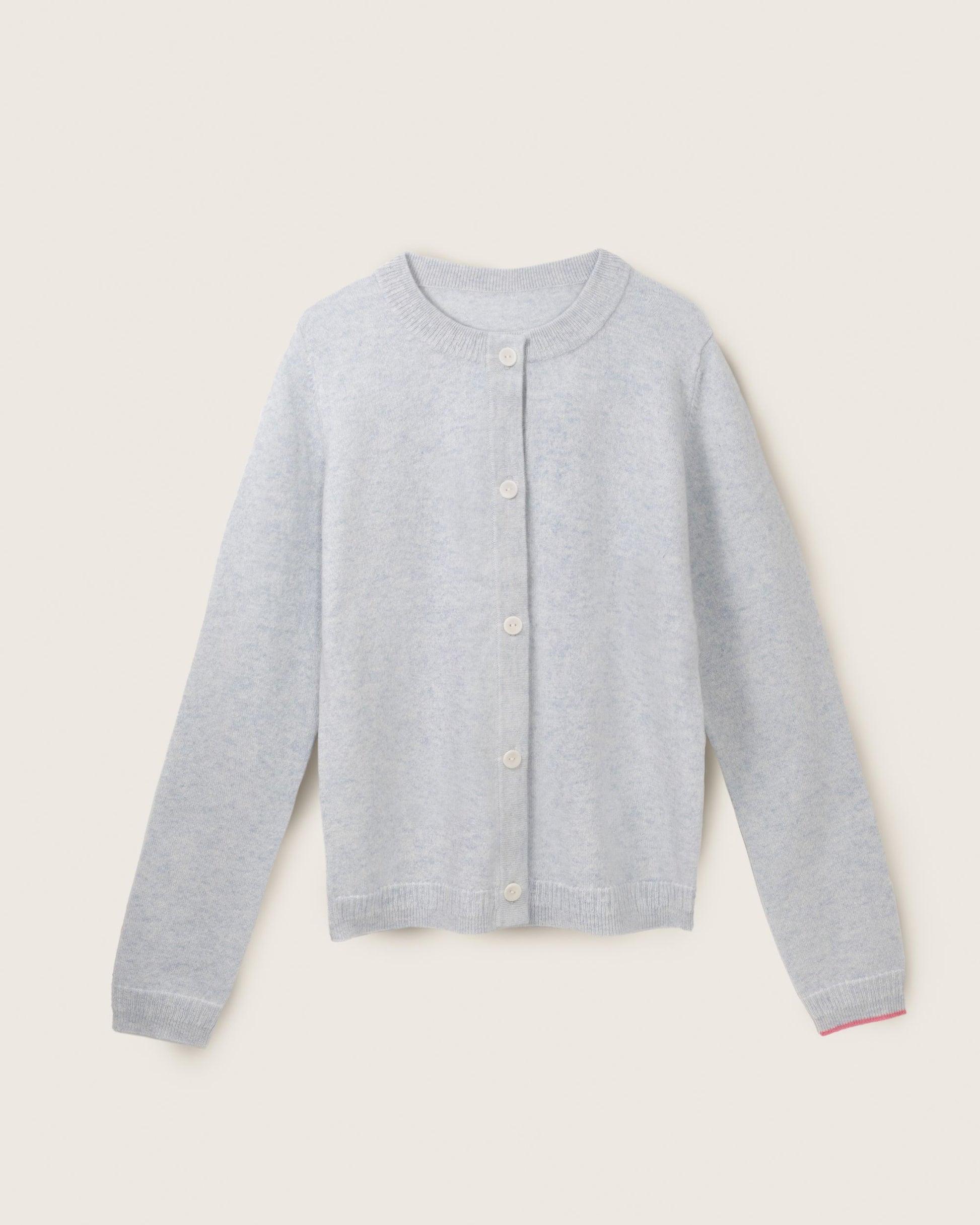 Cashmere Classic Crew Cardigan Silver Grey
