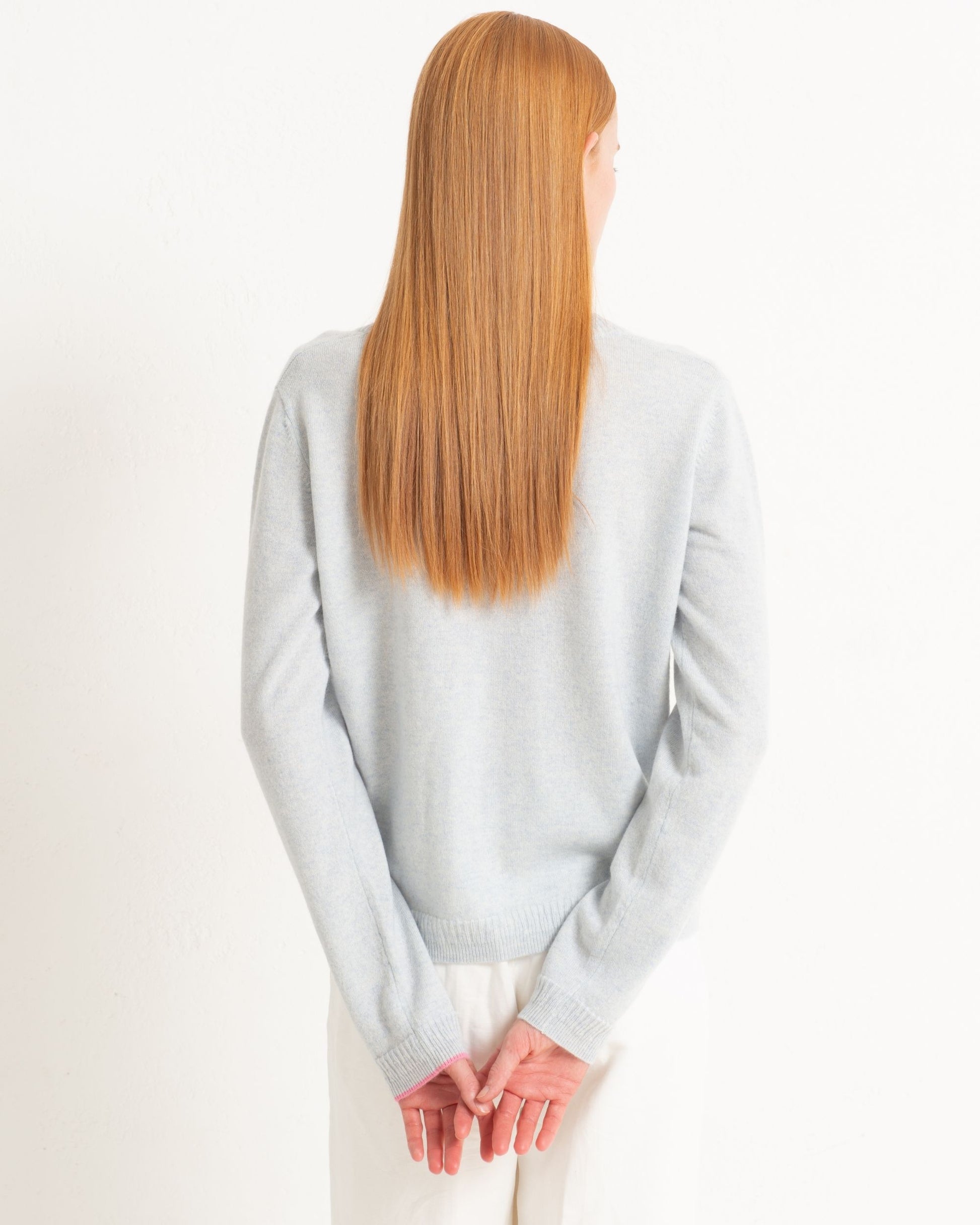 Cashmere Classic Crew Cardigan Silver Grey
