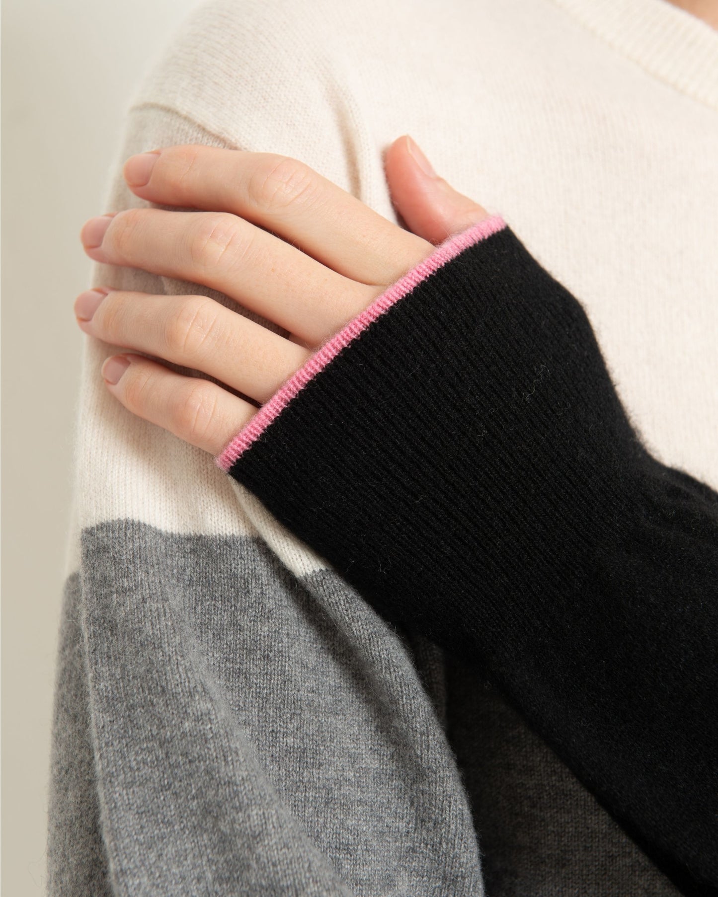 Cashmere Boyfriend Crew Sweater Colour Block