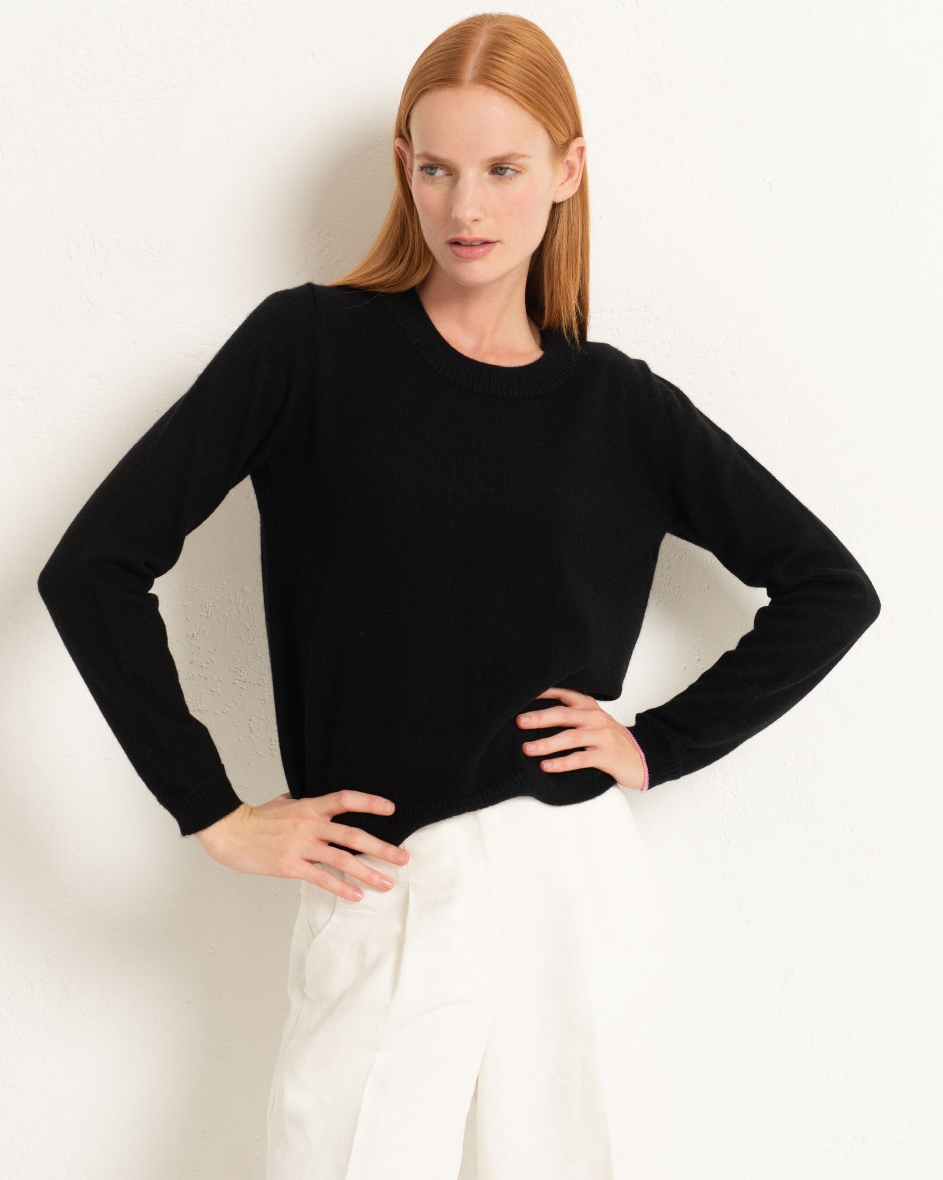 Cashmere Classic Crew Sweater Jet Black