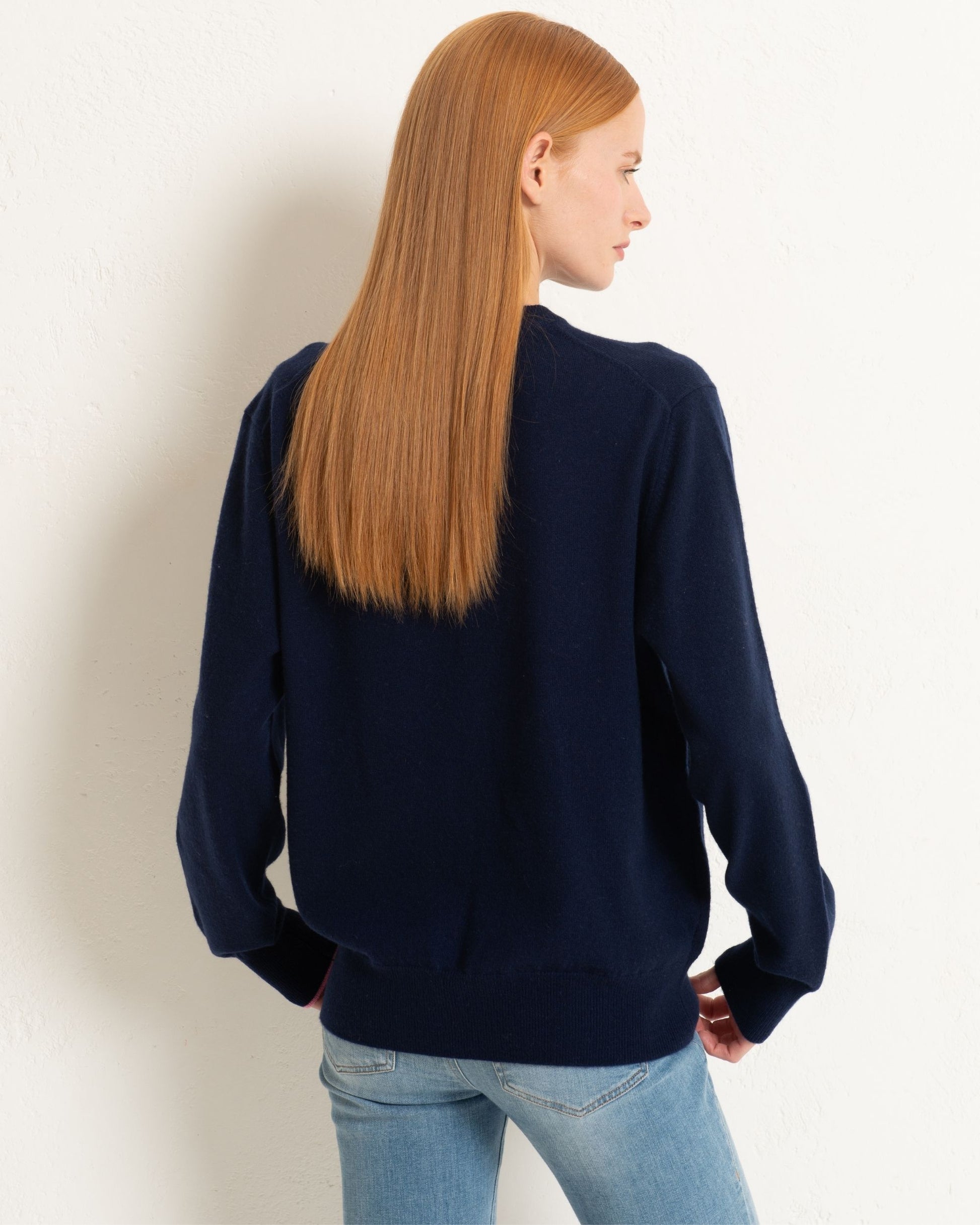Cashmere Boyfriend Crew Sweater Midnight Blue