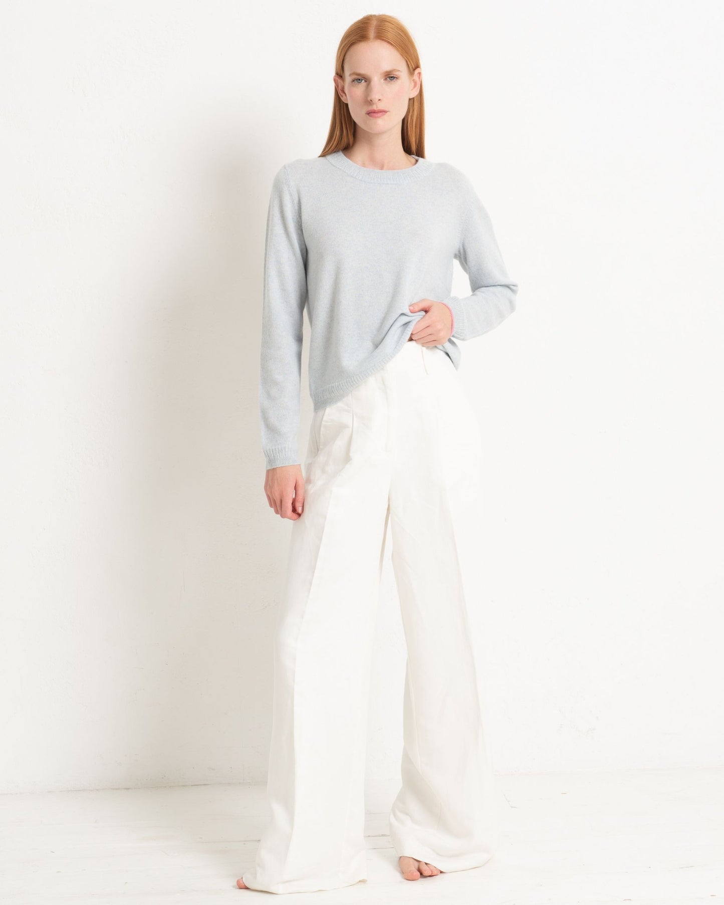 Cashmere Classic Crew Sweater Silver Grey