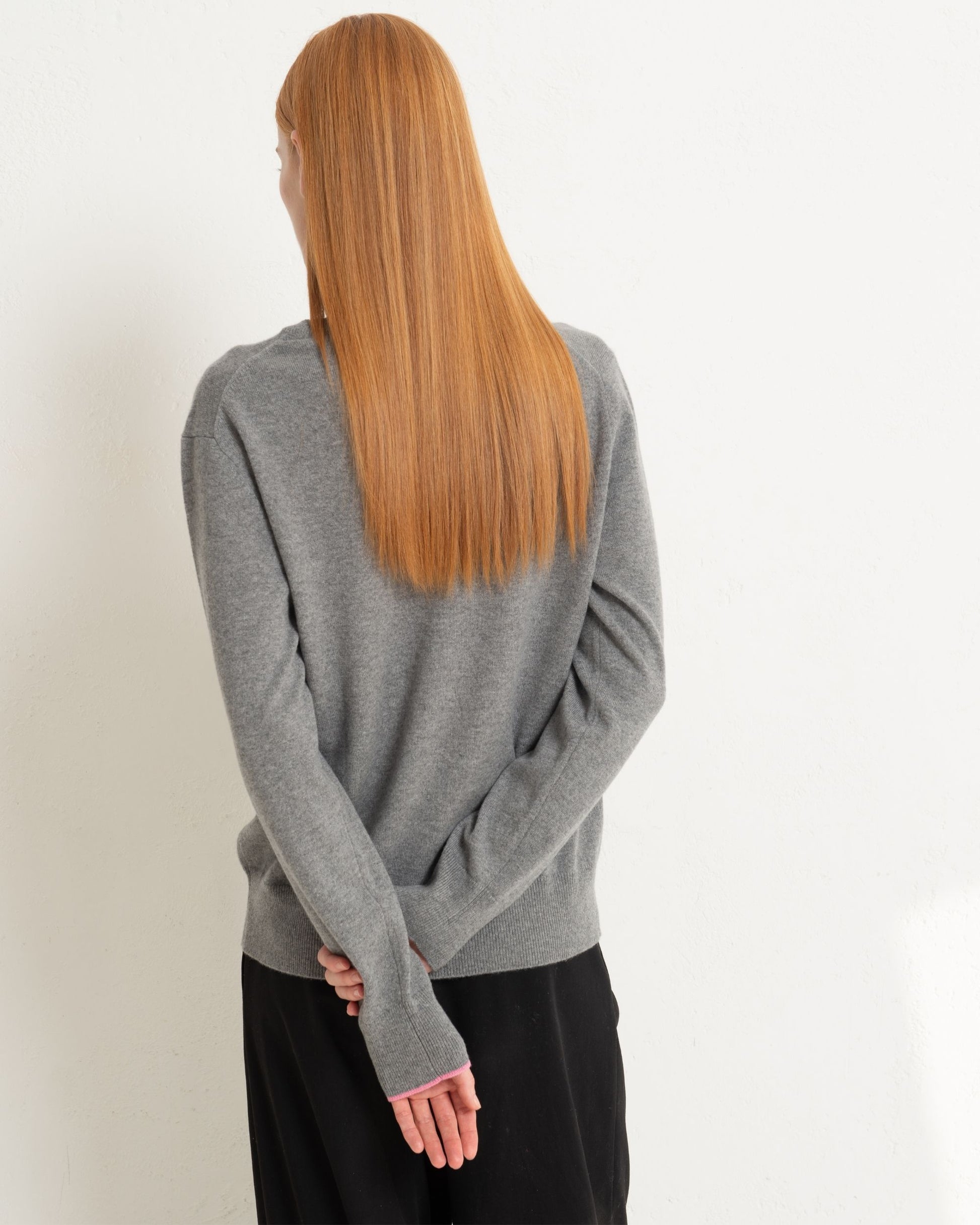 Cashmere Boyfriend Crew Sweater Slate Grey