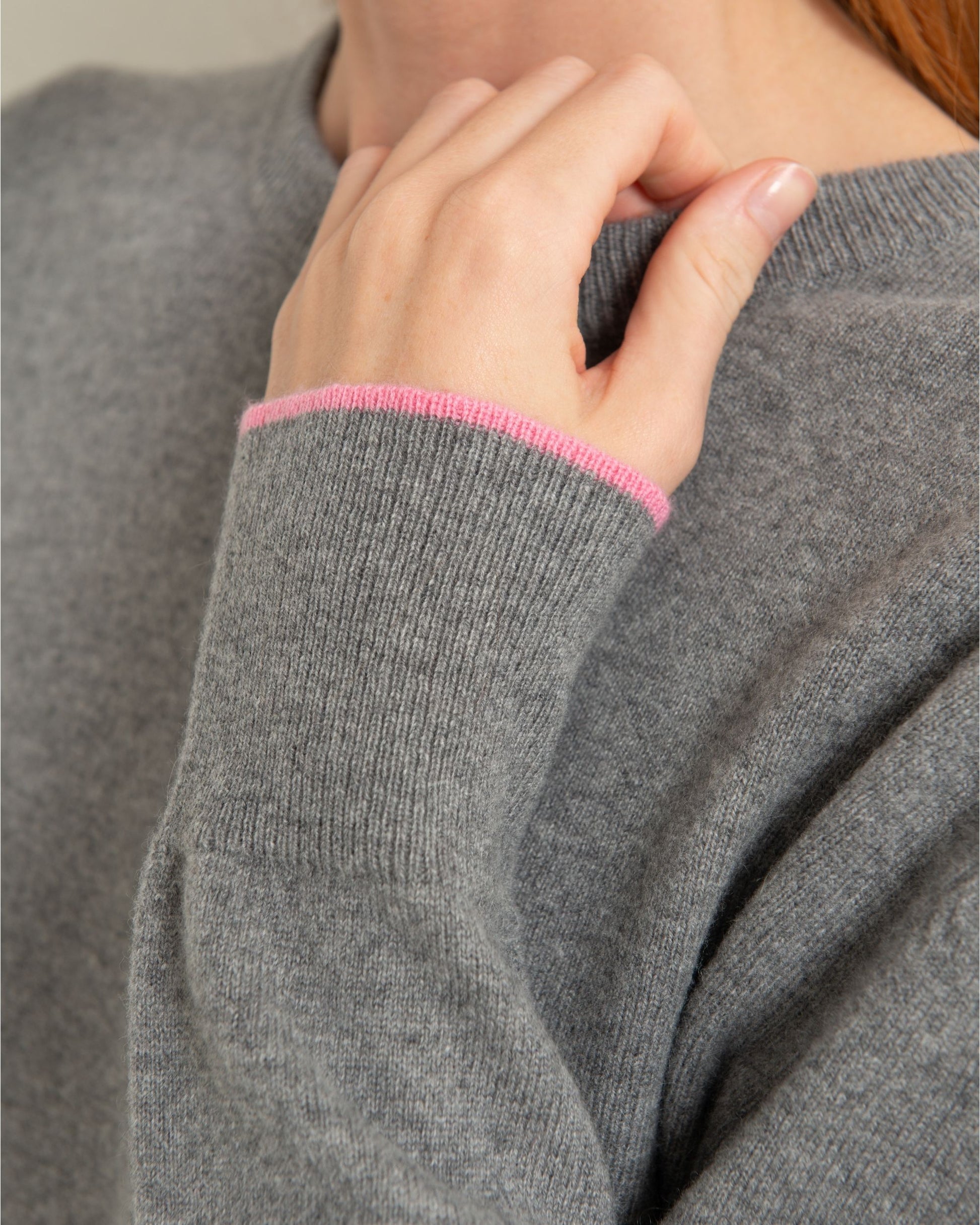 Cashmere Boyfriend Crew Sweater Slate Grey