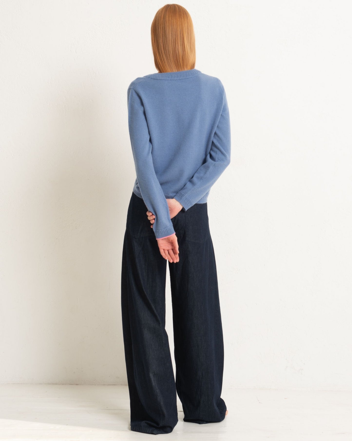 Cashmere Classic Crew Sweater Cornflower Blue