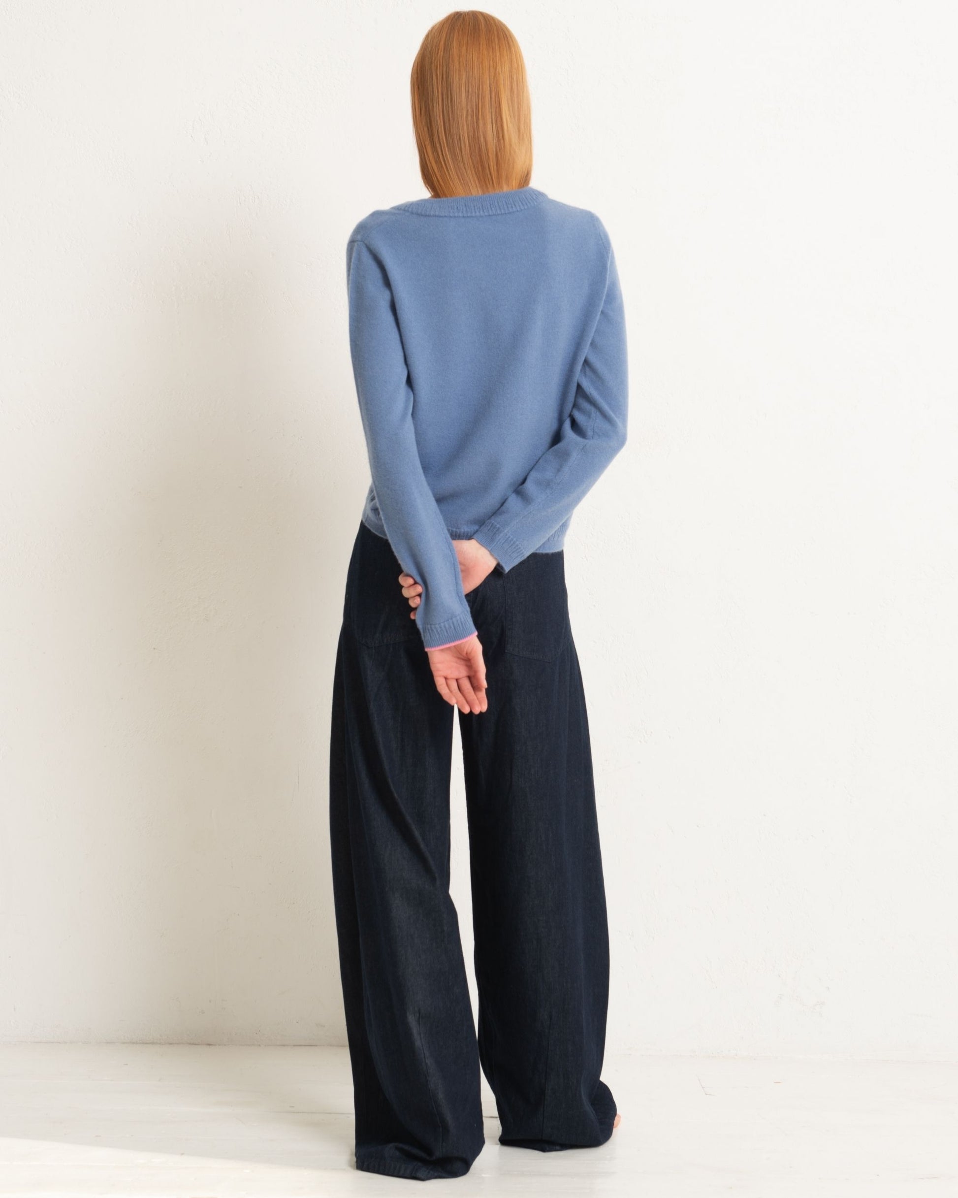 Cashmere Classic Crew Sweater Cornflower Blue