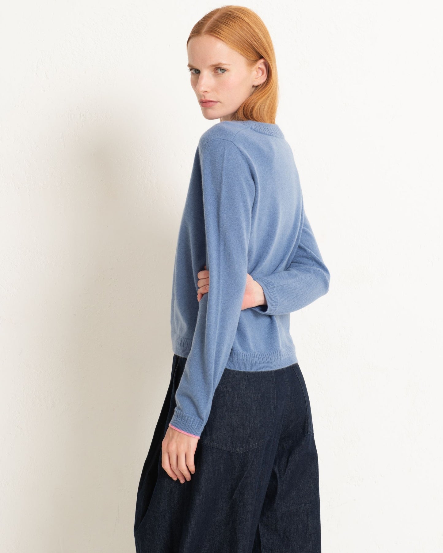 Cashmere Classic Crew Sweater Cornflower Blue
