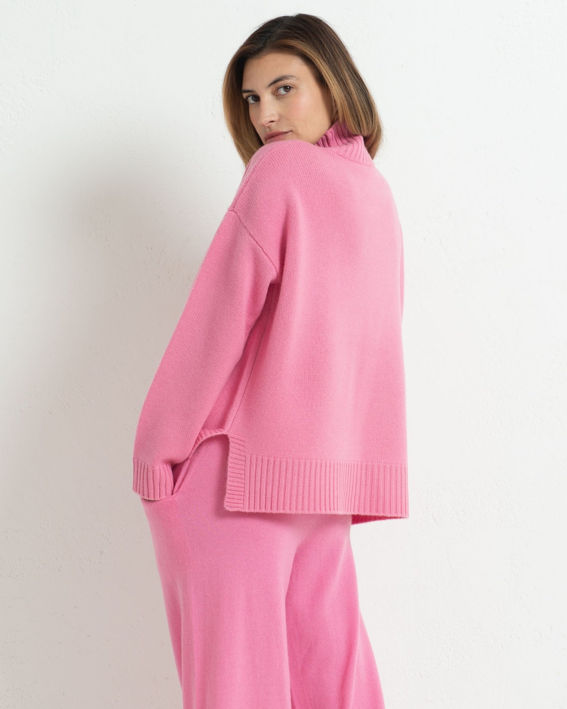Cashmere Funnel Sweater Baker Miller Pink