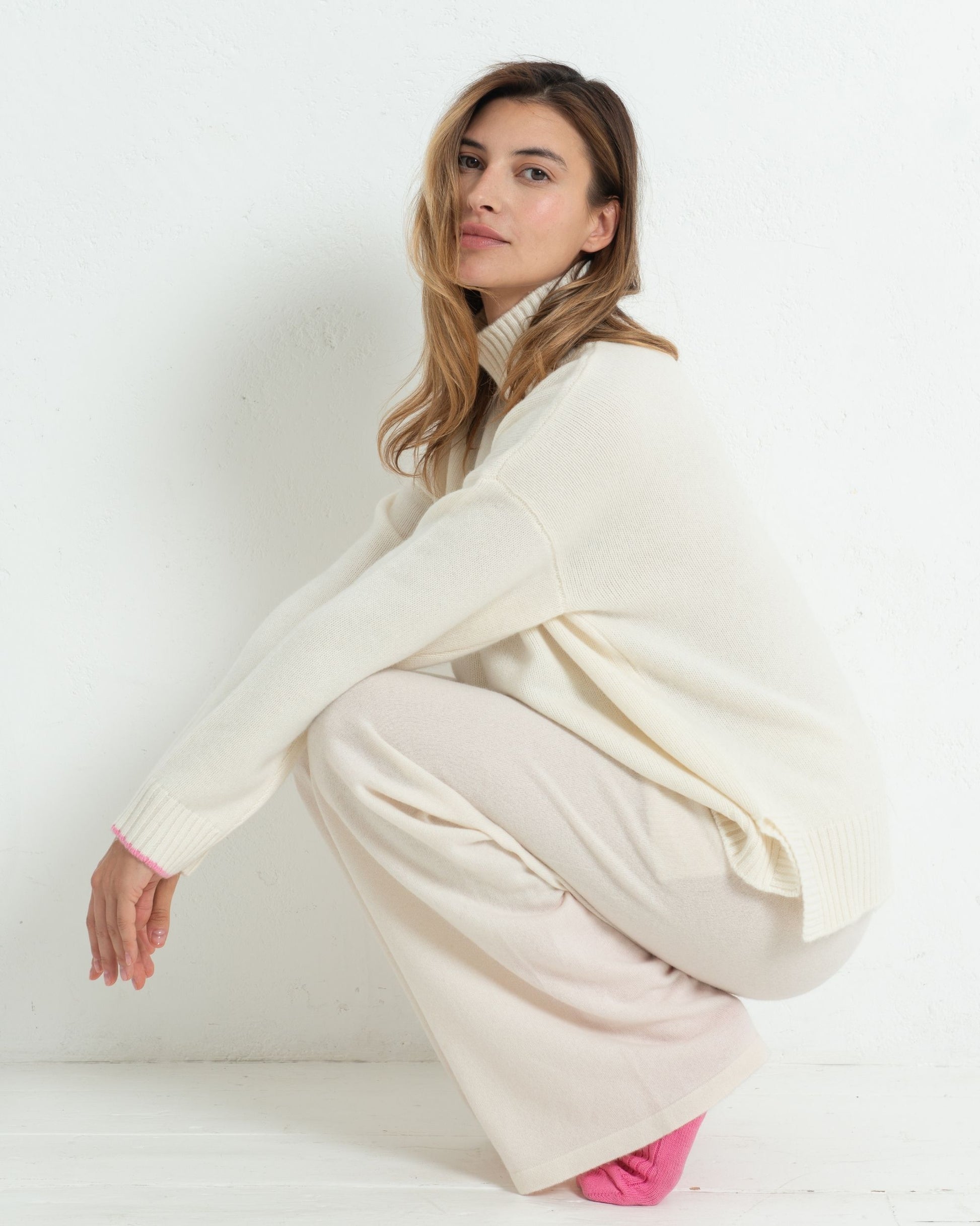 Cashmere Funnel Sweater Chalk White