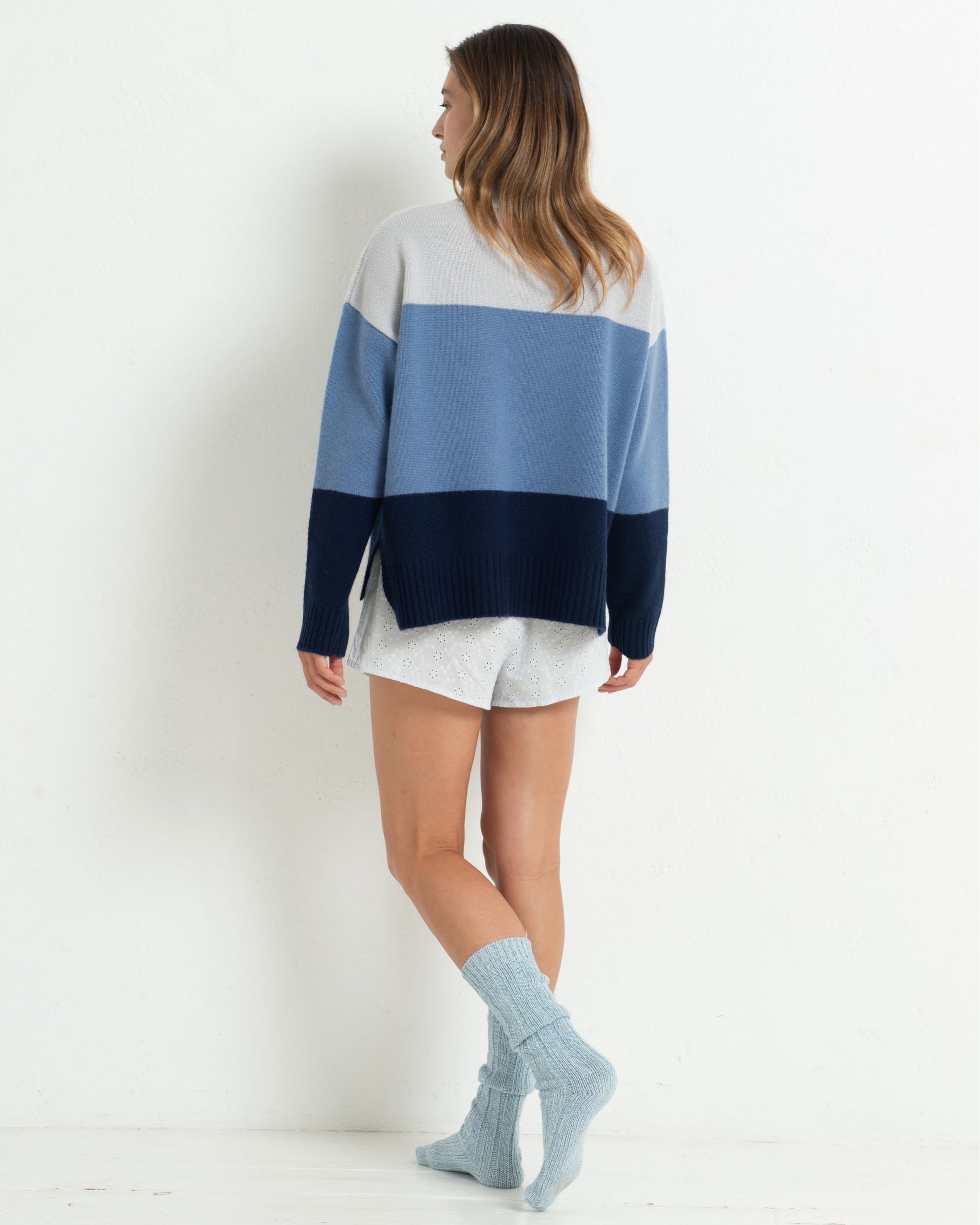 Cashmere Funnel Sweater Colour Block