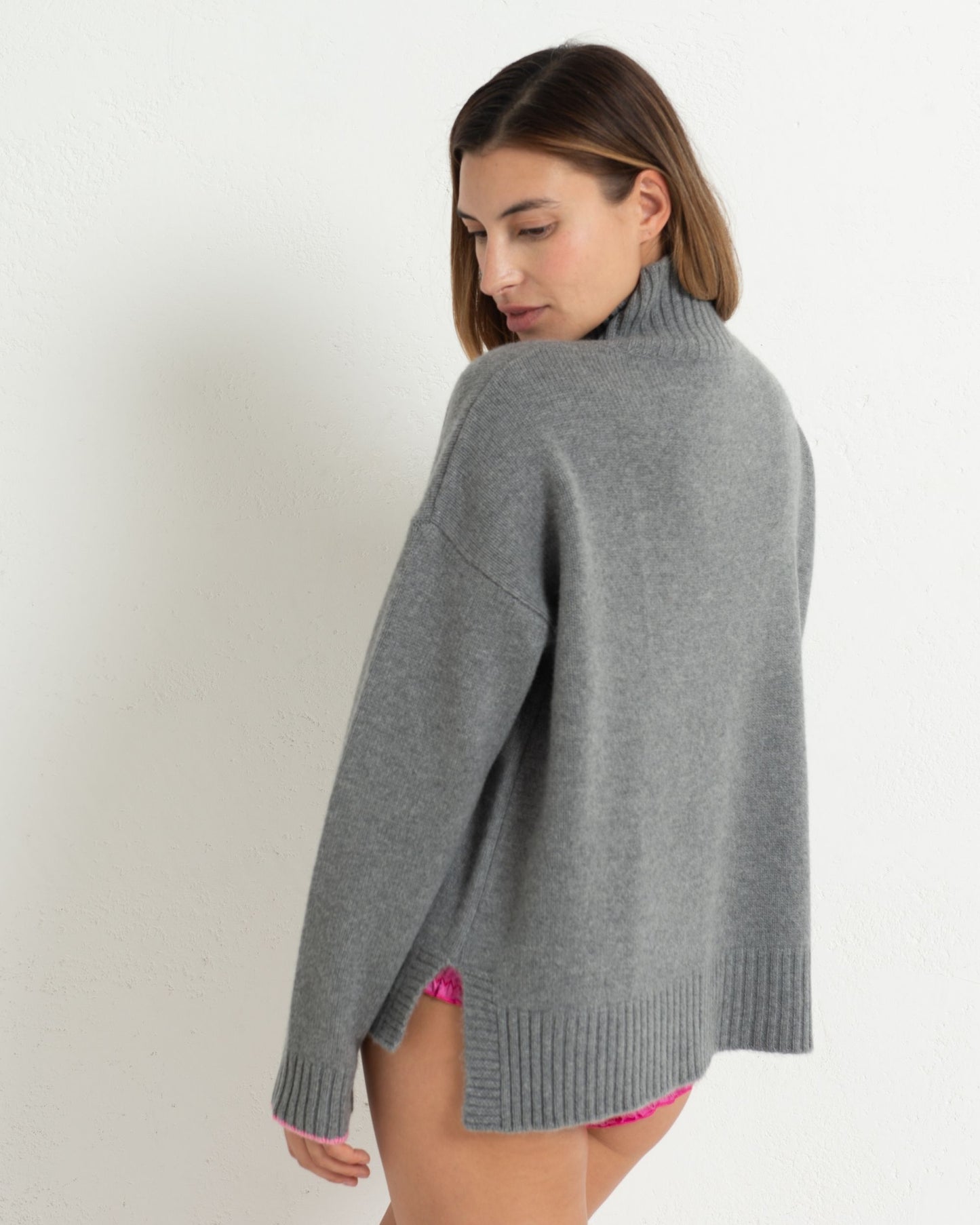 Cashmere Funnel Sweater Slate Grey